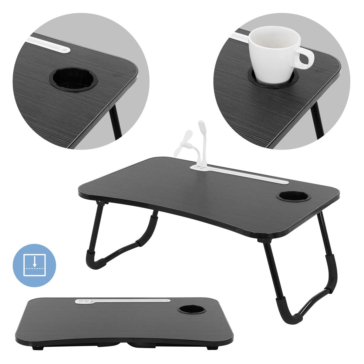 ECD Germany Möbel table lit USB 60x40 cm naturel MDF