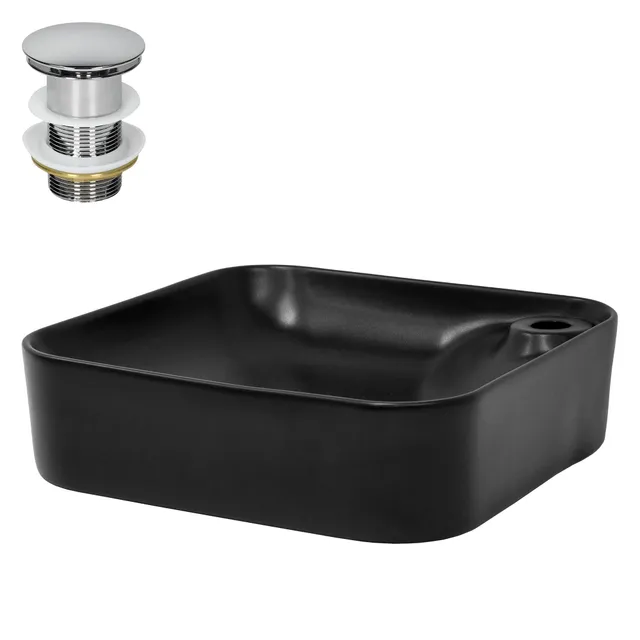 ECD Germany Sanitär vasque 43x43x12 cm noire céramique + bonde