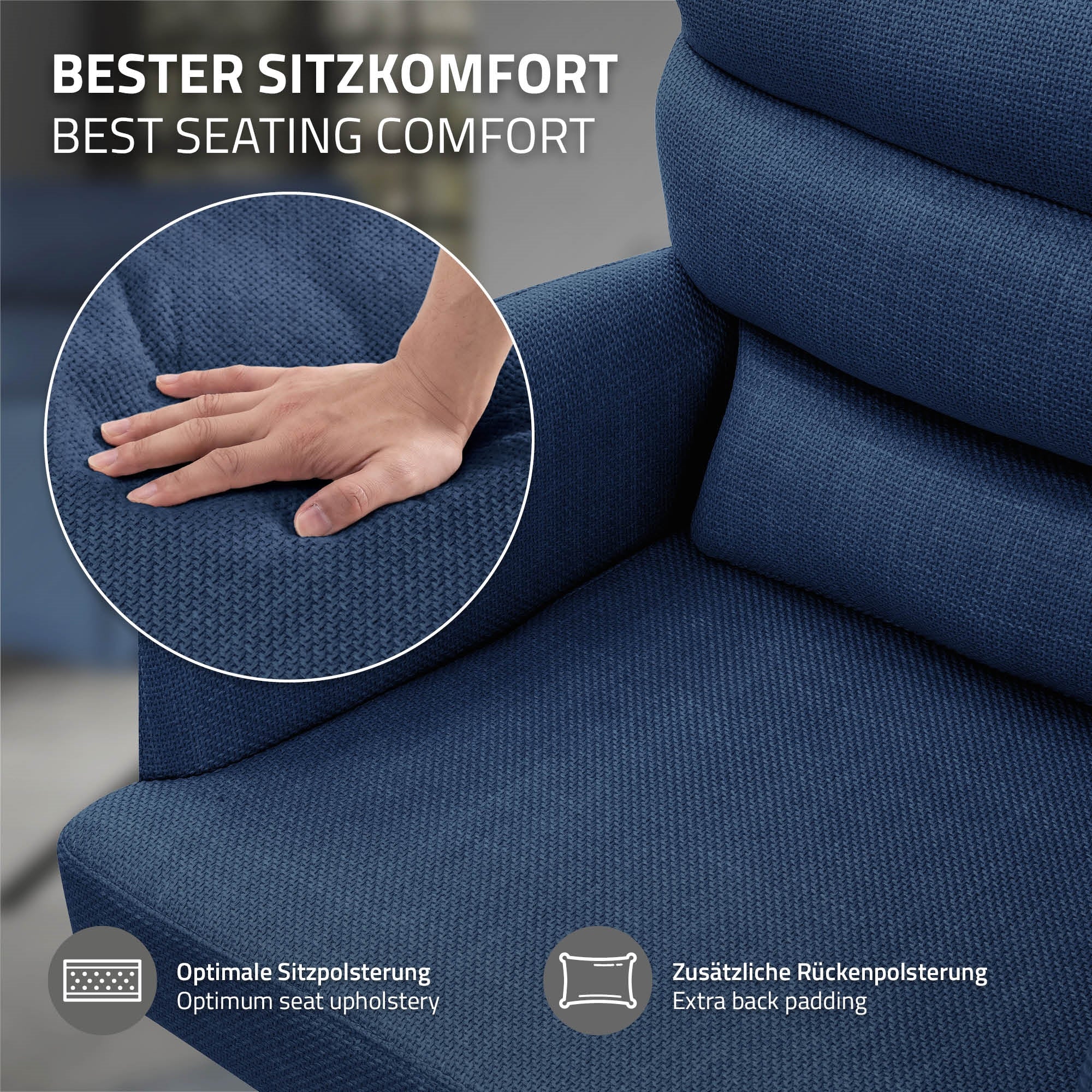 ECD Germany chaise salle à manger bleu foncé pivotante tissu