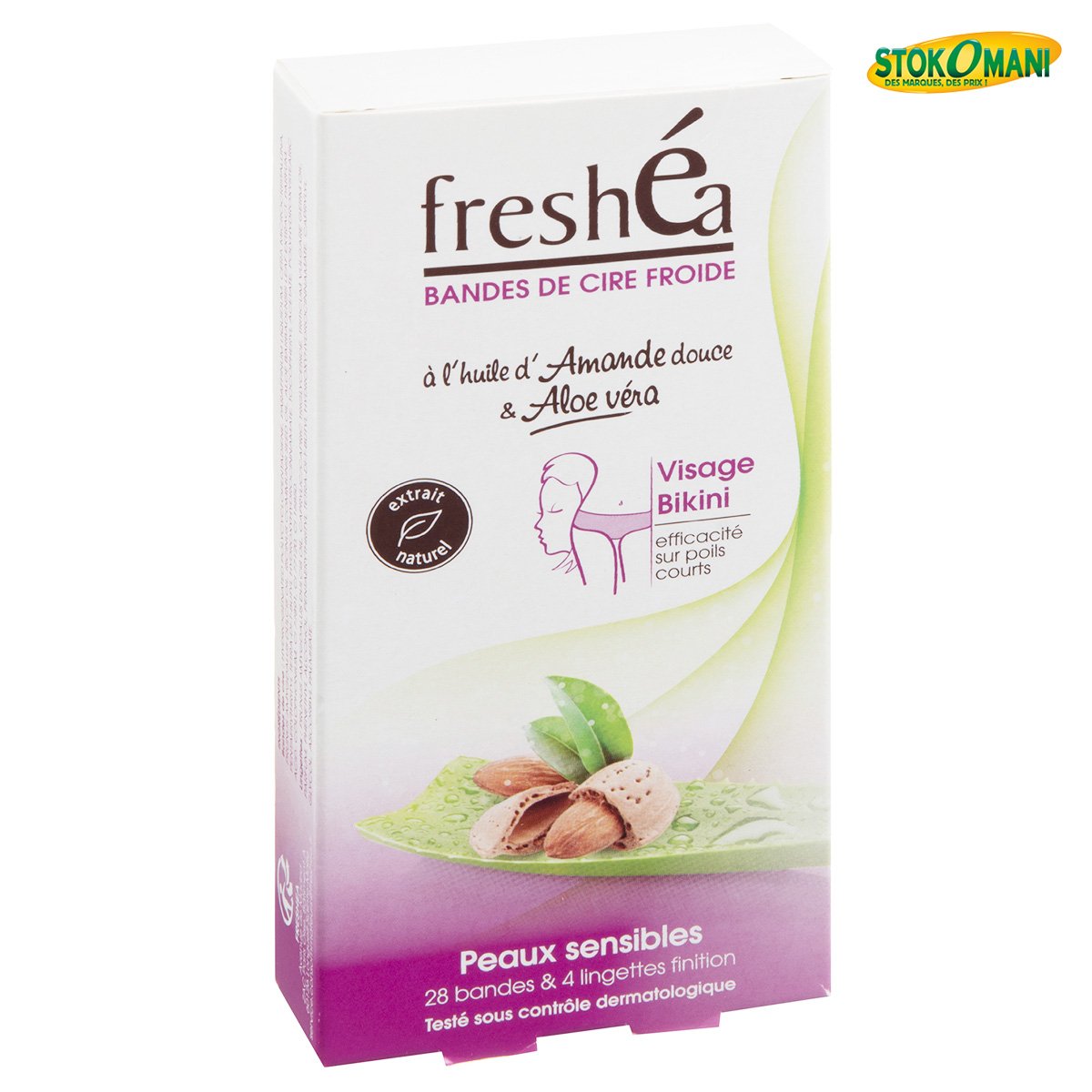 Freshea kit 28 bandes dépilatoires bikini visage aloé