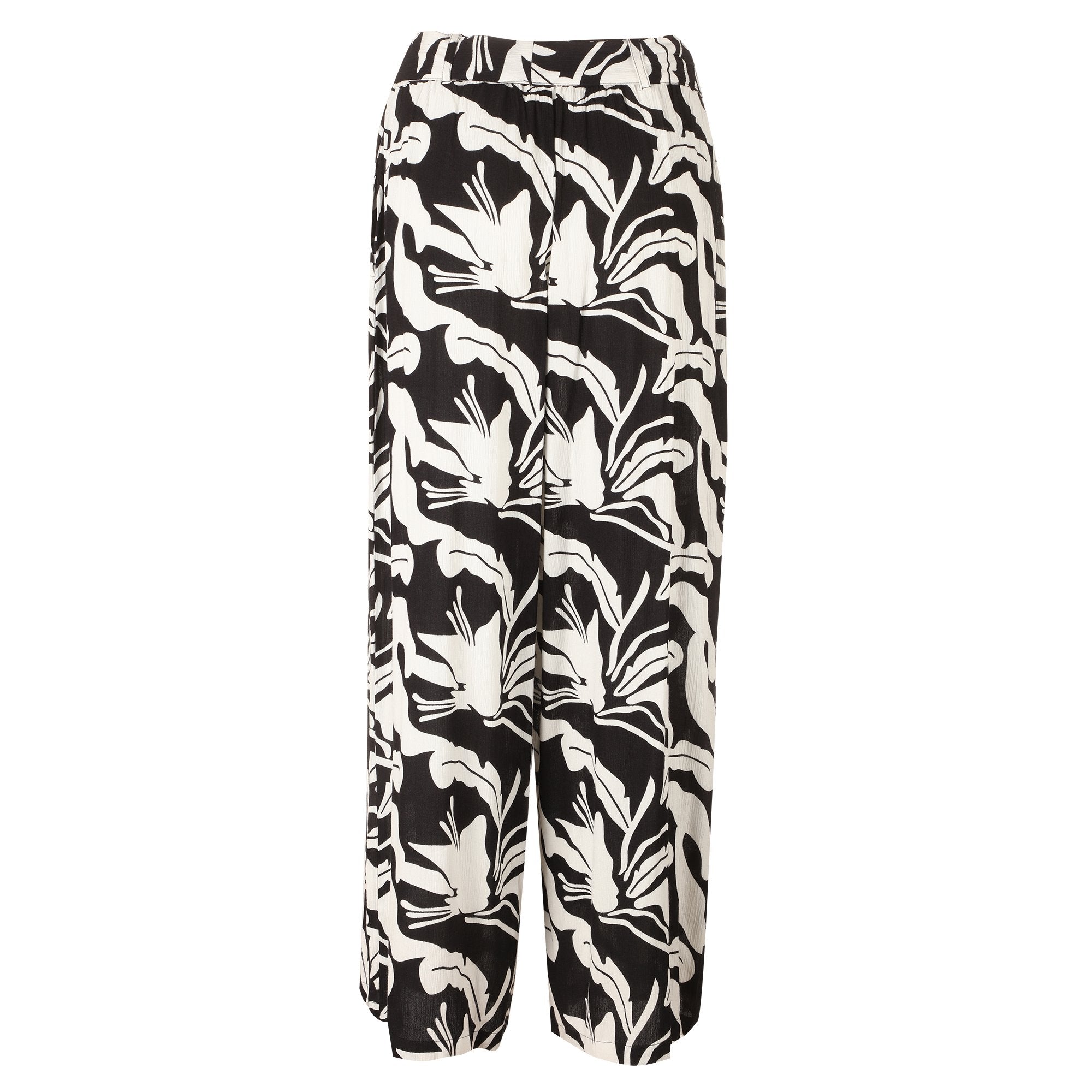 Stokomani Mode pantalon large noir imprimé fluide femme