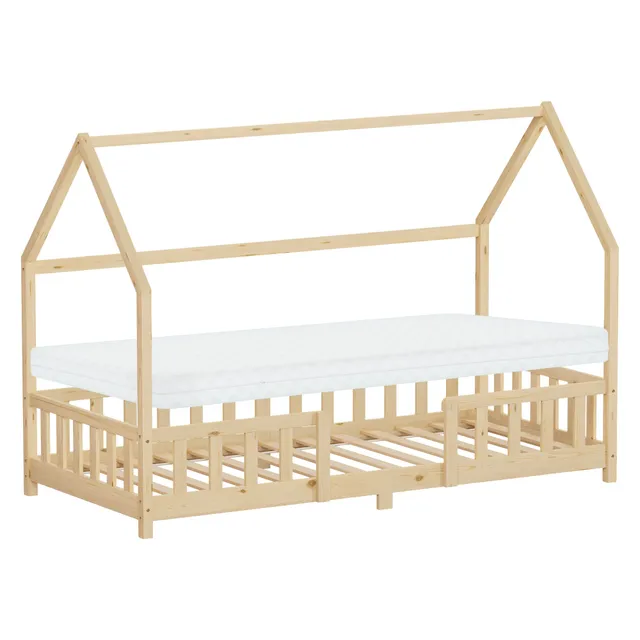 ECD Kinder ML-Design 90x200 lit cabane pin avec matelas 10cm
