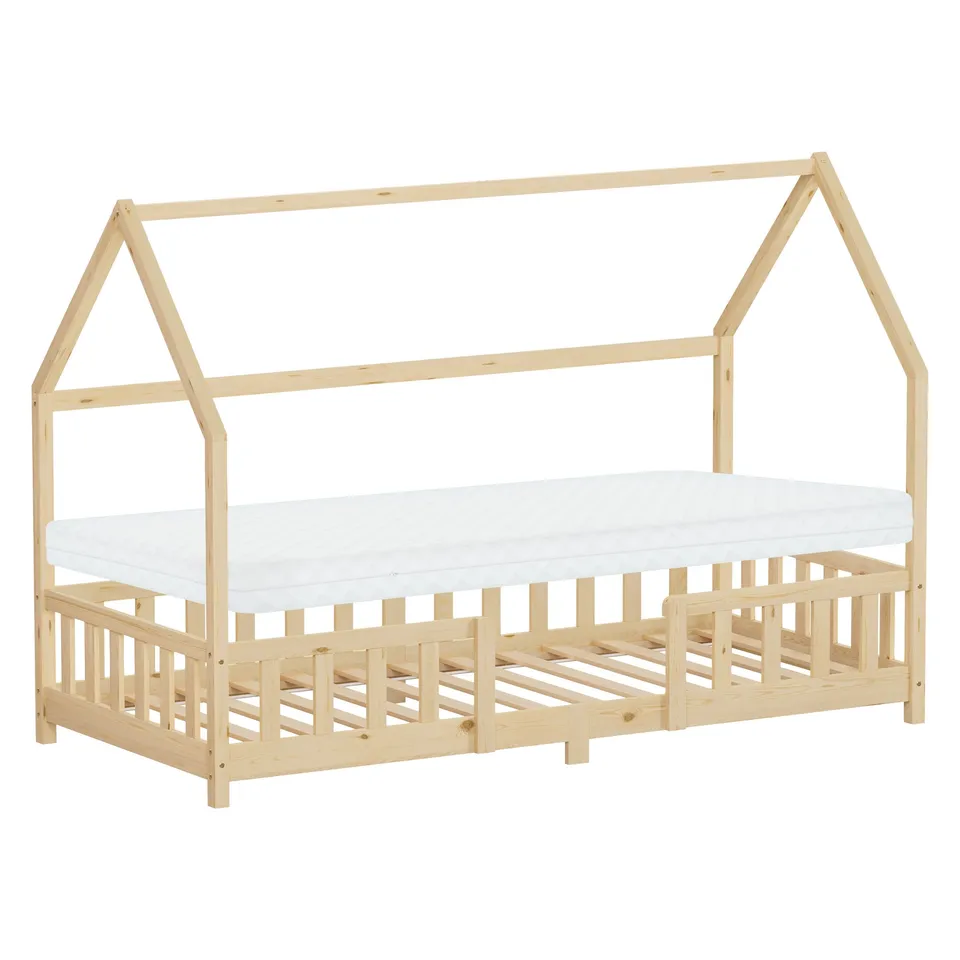 ECD Kinder ML-Design 90x200 lit cabane pin avec matelas 10cm
