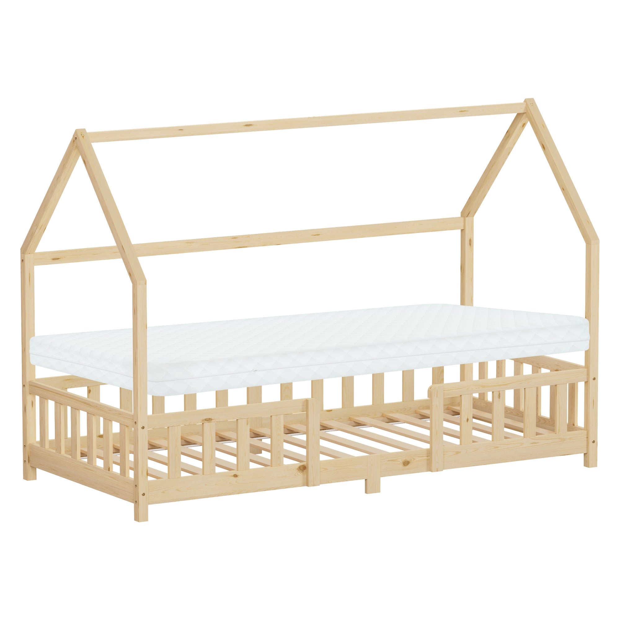 ECD Kinder ML-Design 90x200 lit cabane pin avec matelas 10cm