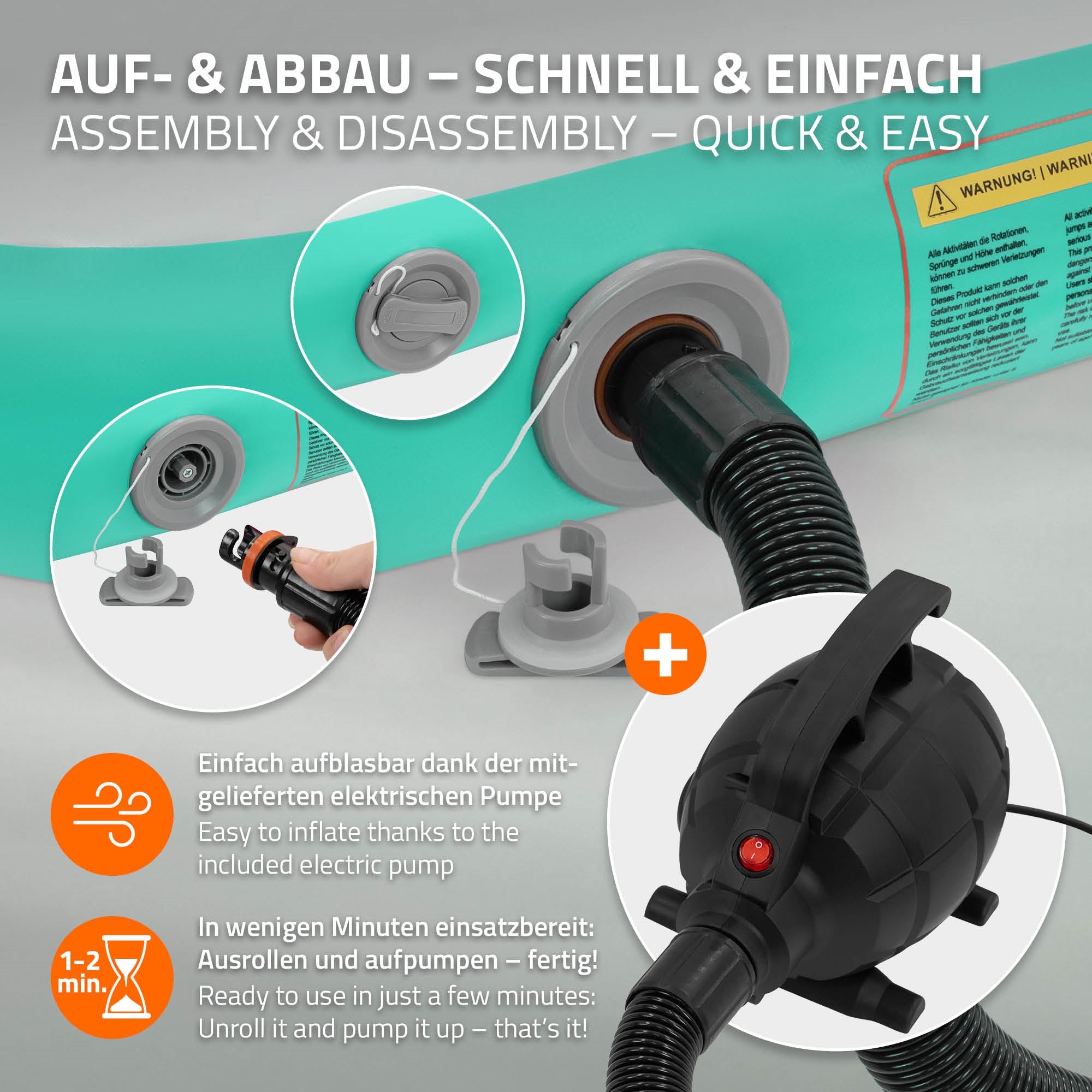 ECD Germany Airtrack tapis gym gonflable menthe 4m pompe