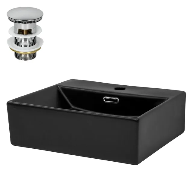 ECD Germany Sanitär lavabo céramique noir 41,5 cm avec bonde