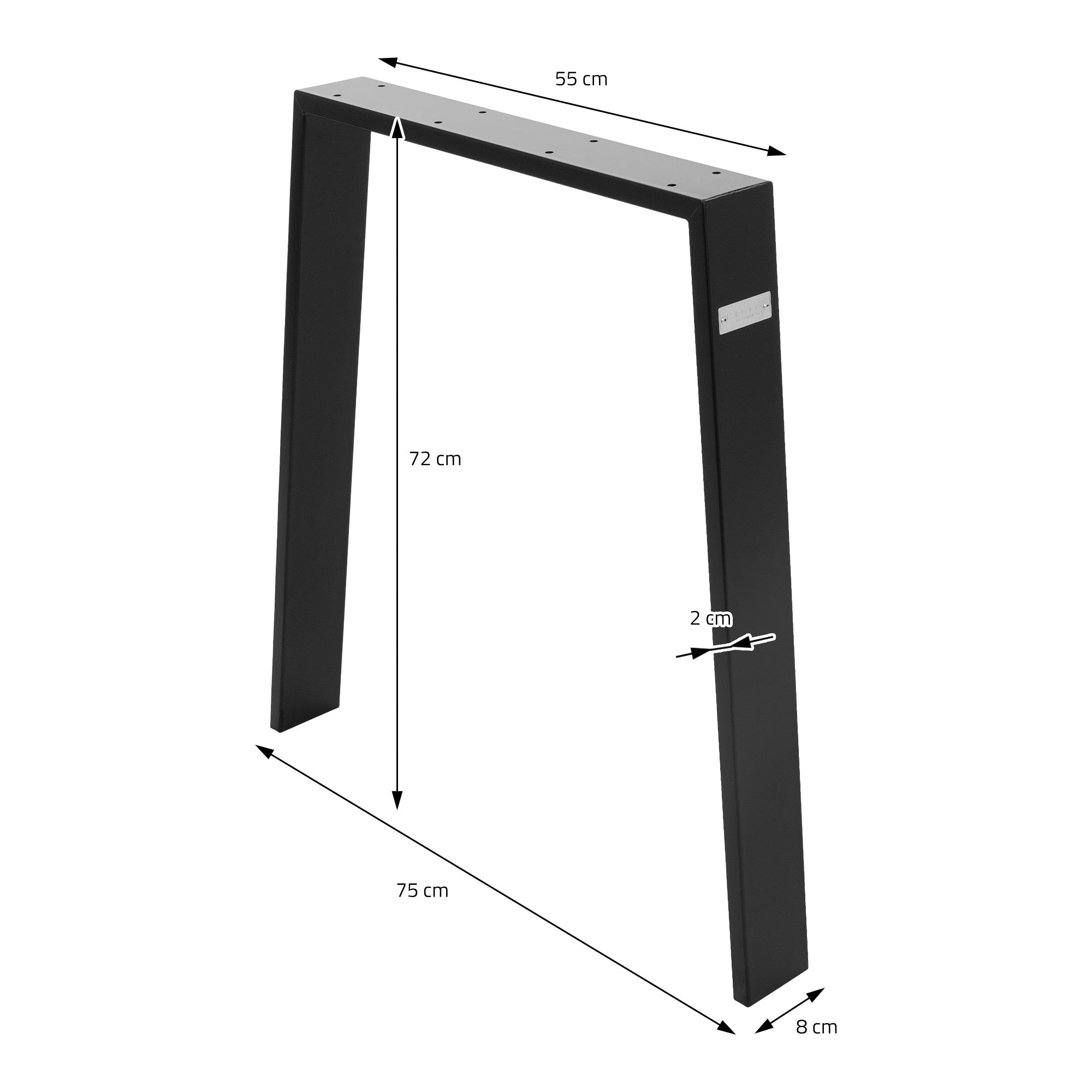ECD Möbel Pied de table acier noir mat 75x72 cm lot 2