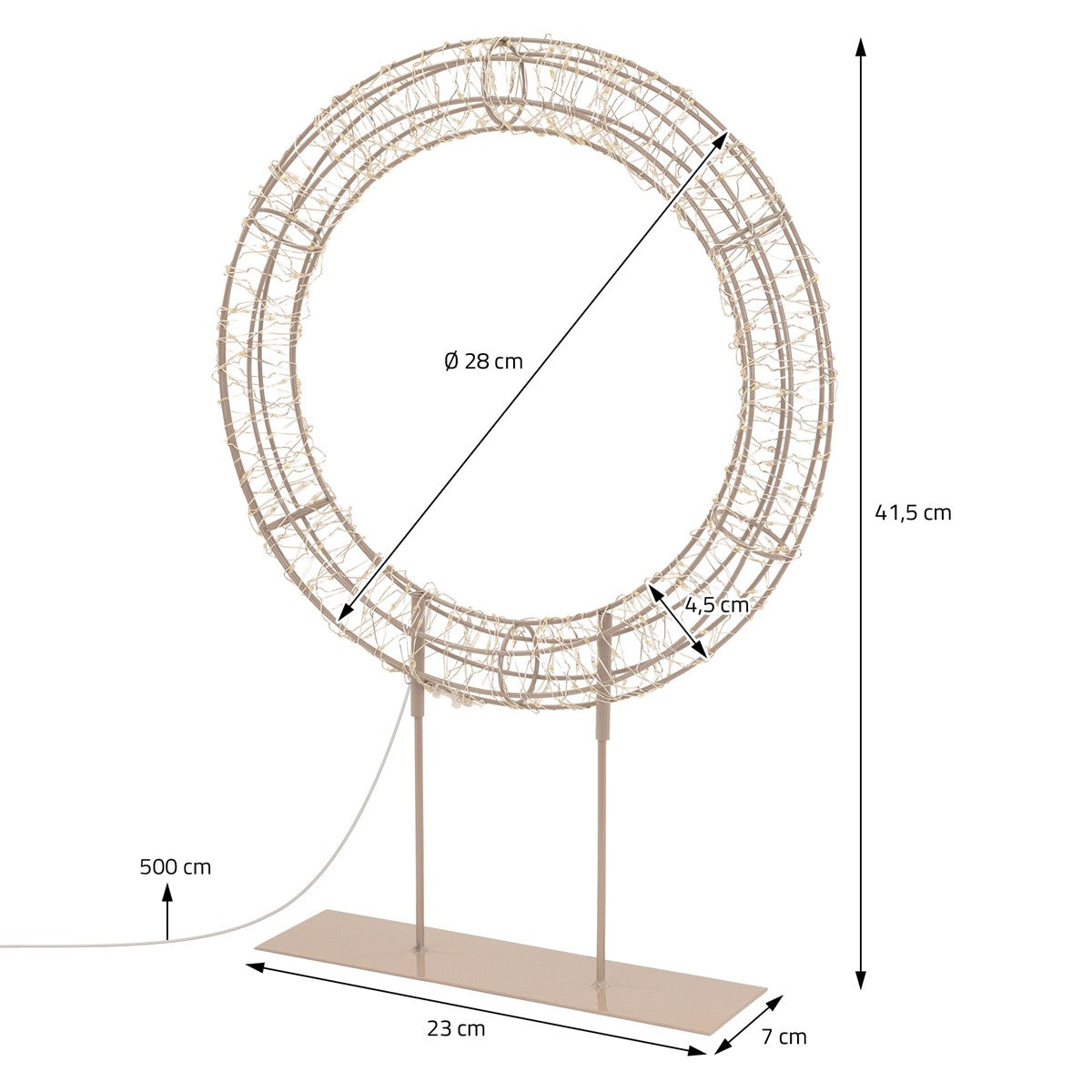 ECD Germany couronne Noël LED 41,5 cm blanc chaud socle