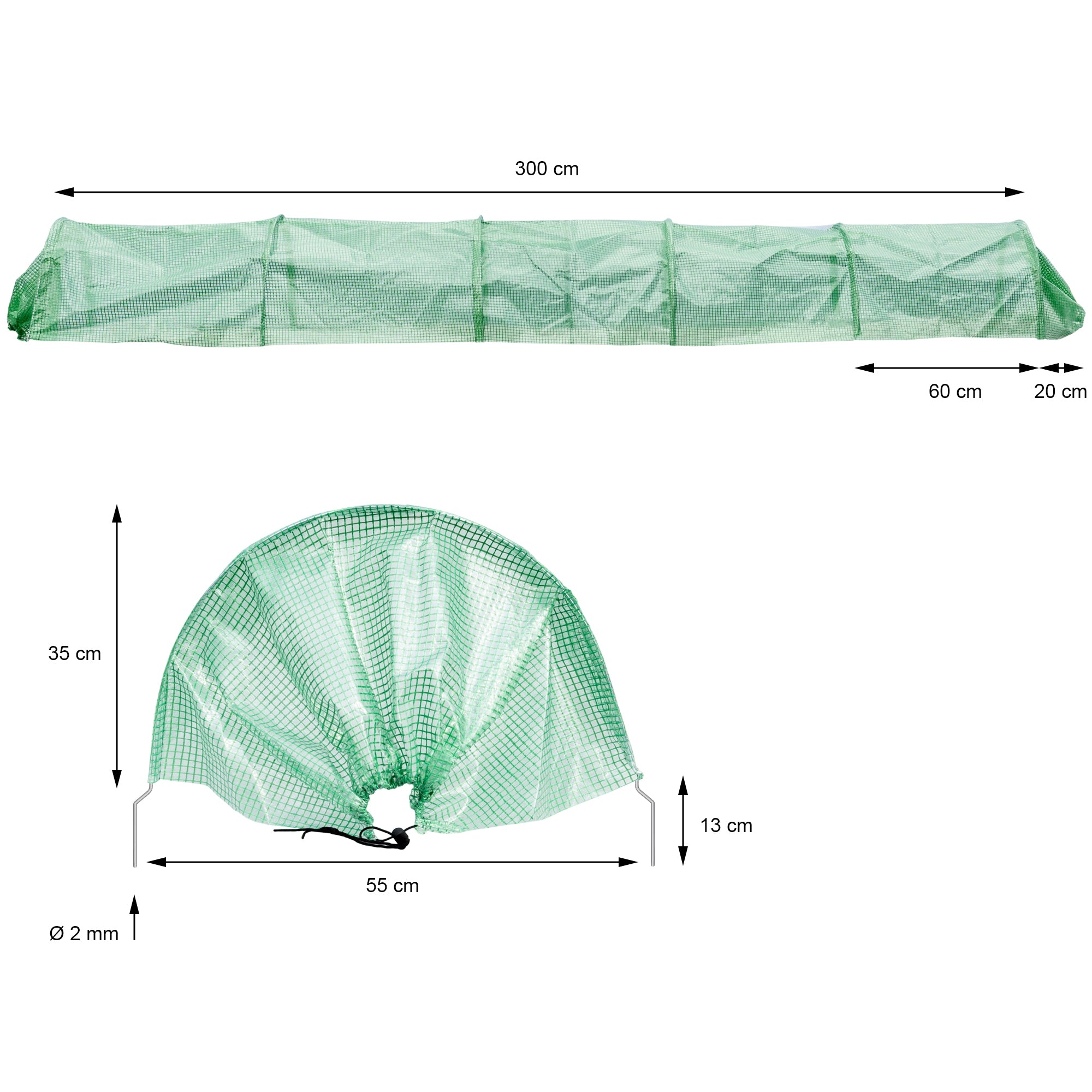 ECD Germany Garten tunnel serre 300x55x35 cm bâche PE