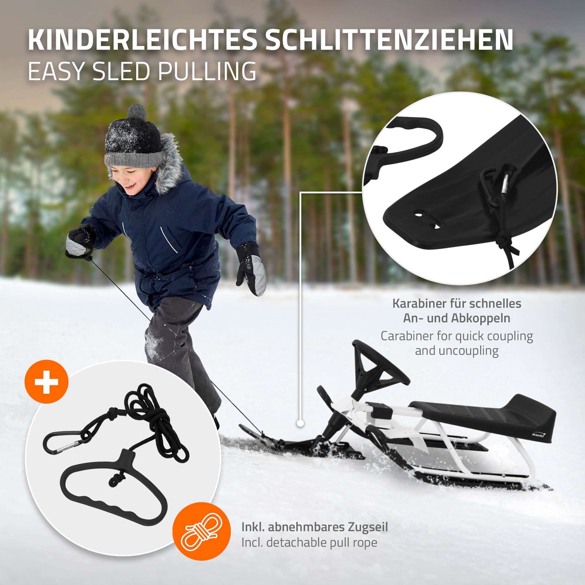 ECD Germany luge à direction enfant 90 kg avec frein