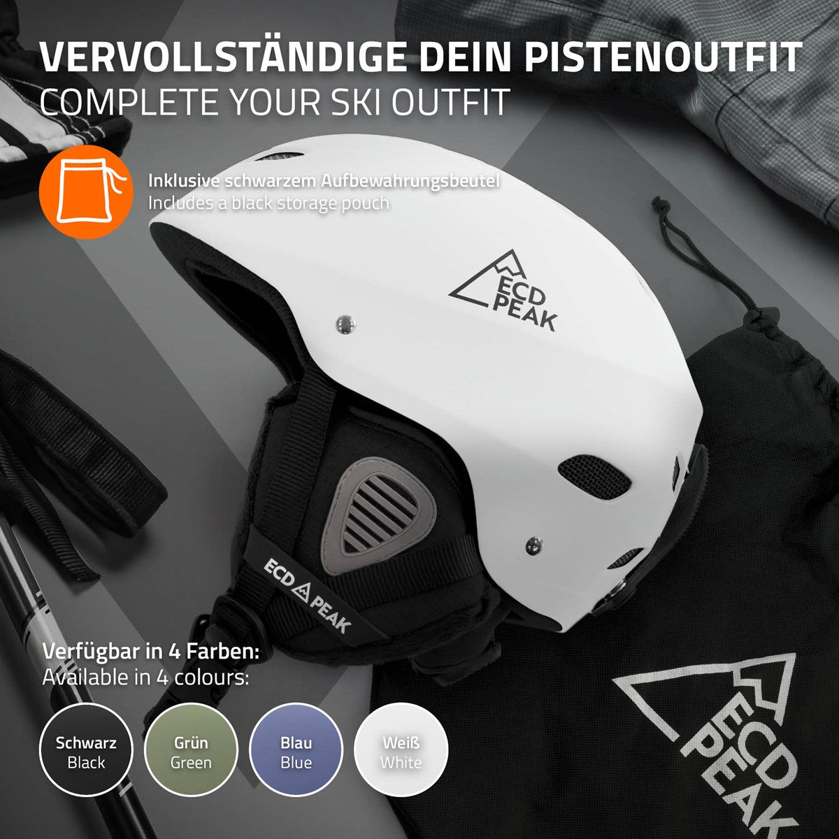 ECD Germany Ski S 51-54 cm casque de ski blanc ventilation