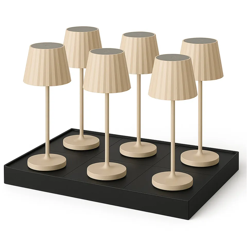 Red Deco Abby Cream lot 6 lampes sans fil beige H29cm