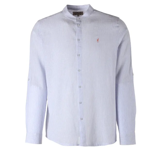 Stokomani Mode chemise col mao bleue taille L homme