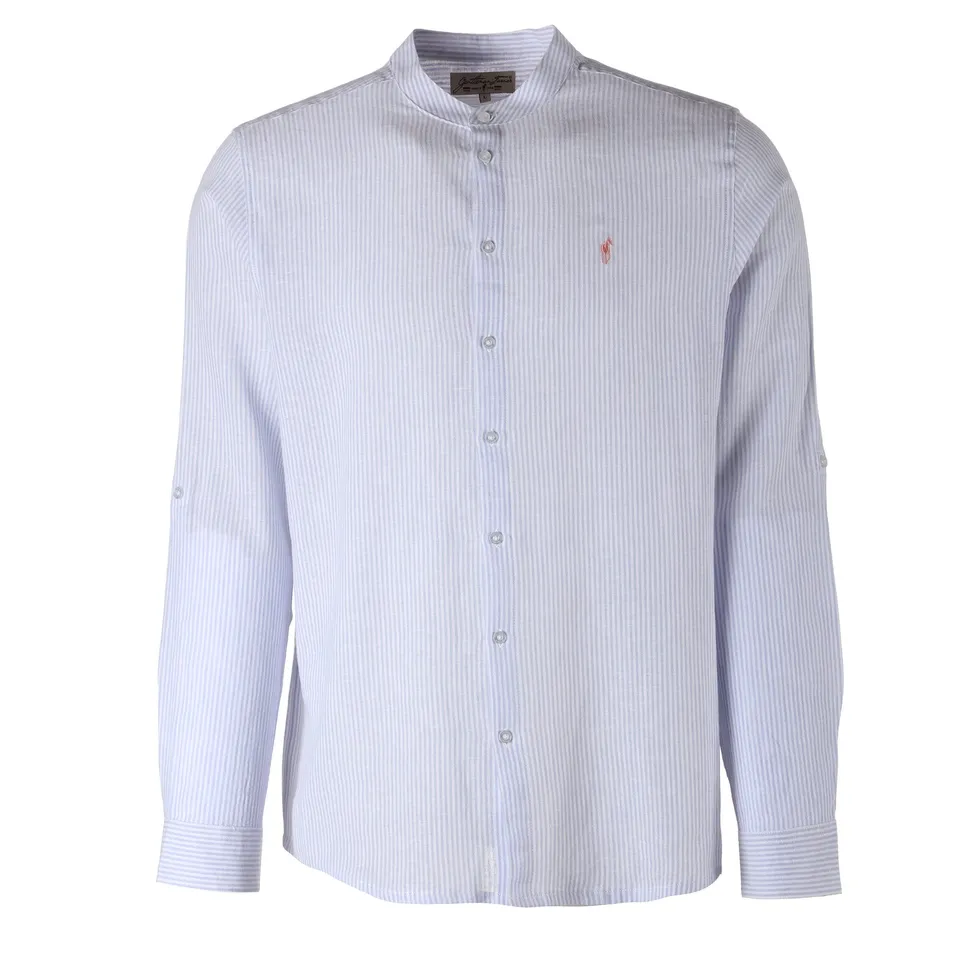 Stokomani Mode chemise col mao bleue taille L homme