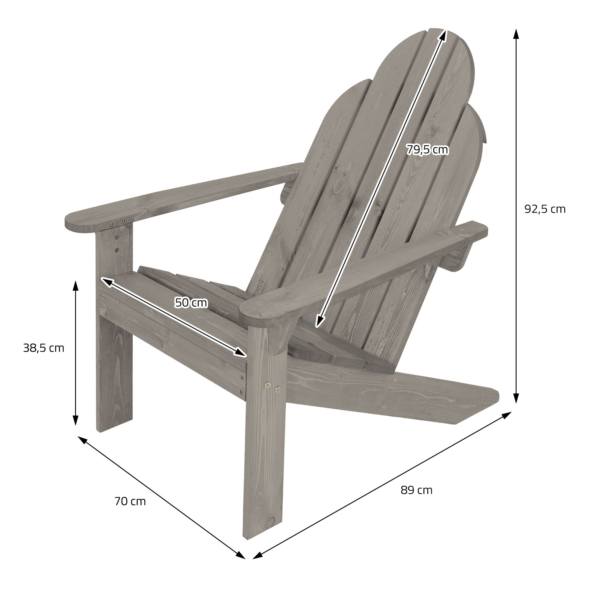 ECD Germany Garten fauteuils jardin Adirondack gris lot 2 bois