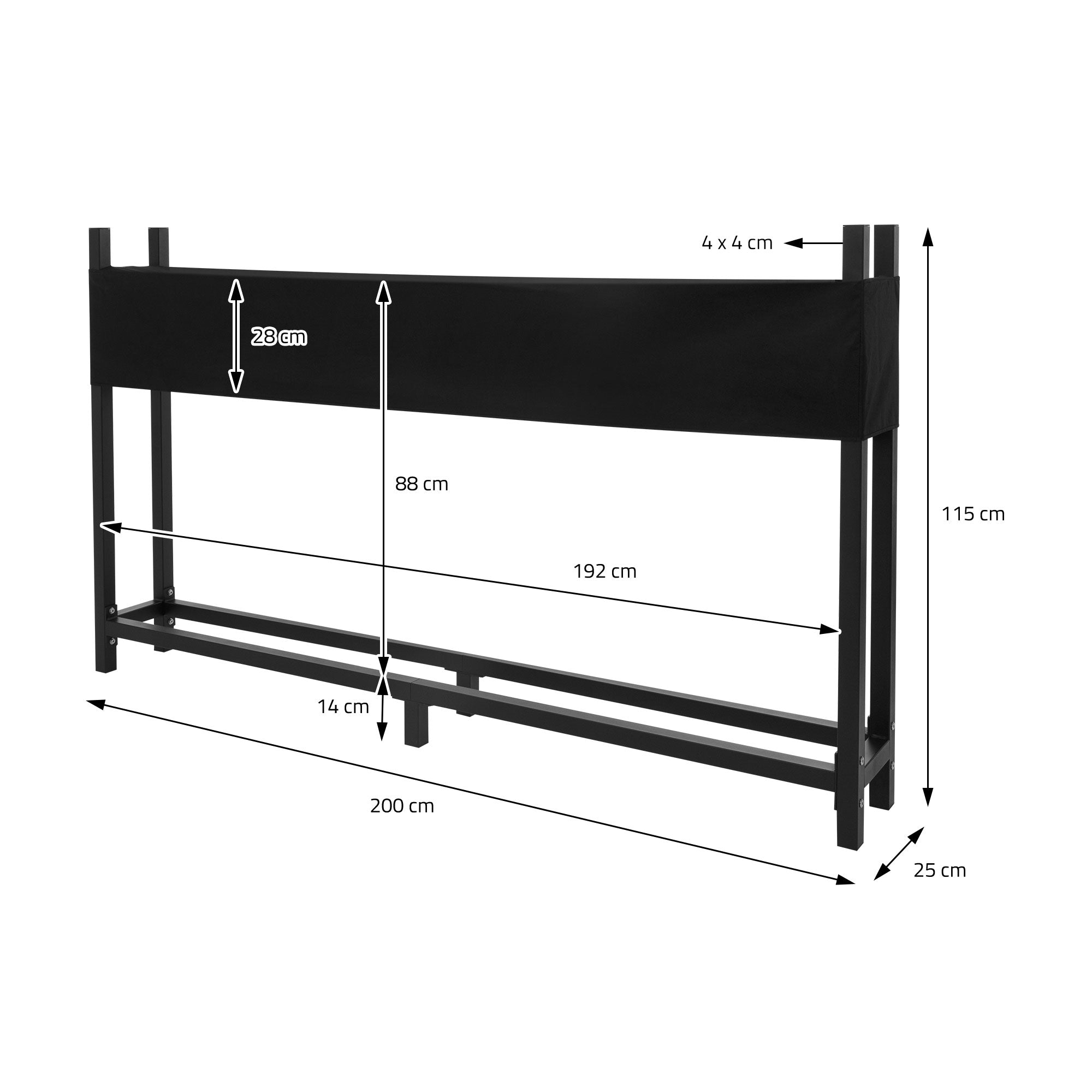 ECD Germany Garten abri bûches acier 113x25x115 bâche