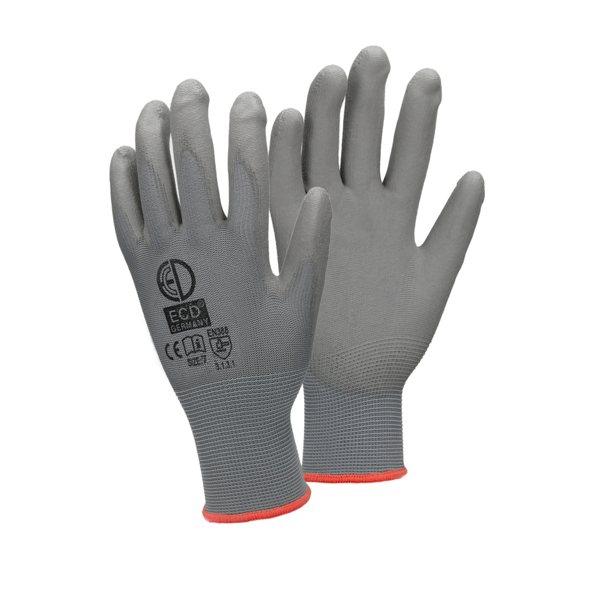 ECD Germany Werkstatt gants de travail PU gris taille S lot 144 paires