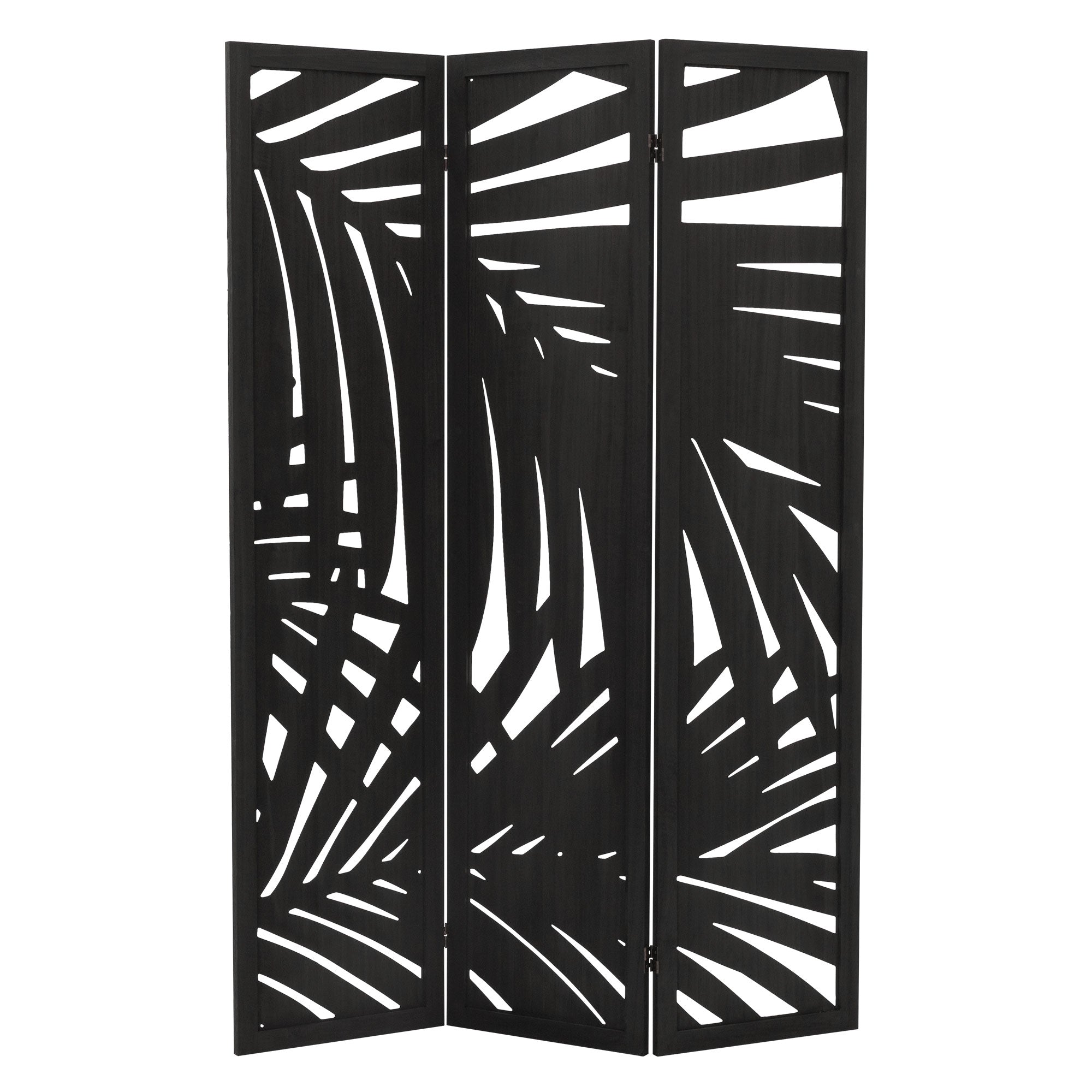 ECD Germany Sapporo paravent bois 3 volets noir 170x121 cm