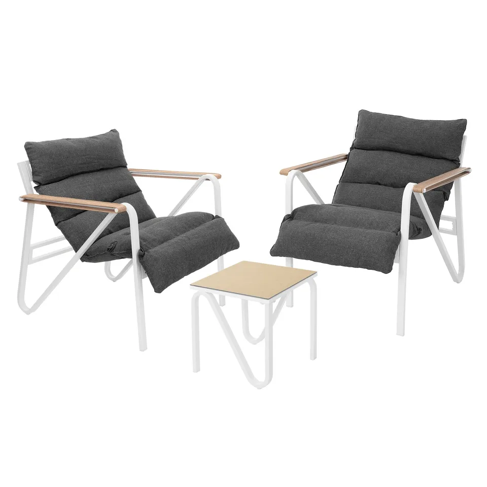 ECD Germany Garten salon de jardin blanc 3 pièces table + coussins