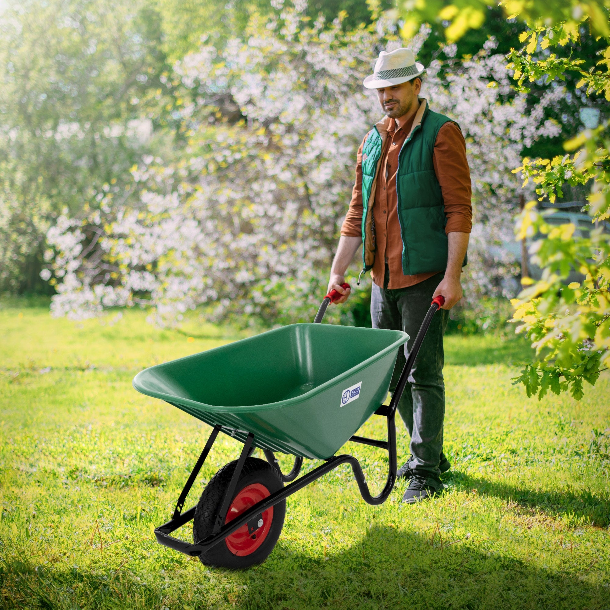 ECD Germany Garten Brouette 100L verte 150kg plastique