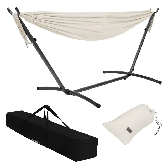 ML-Design hamac XXL noir 255cm avec support acier 250kg