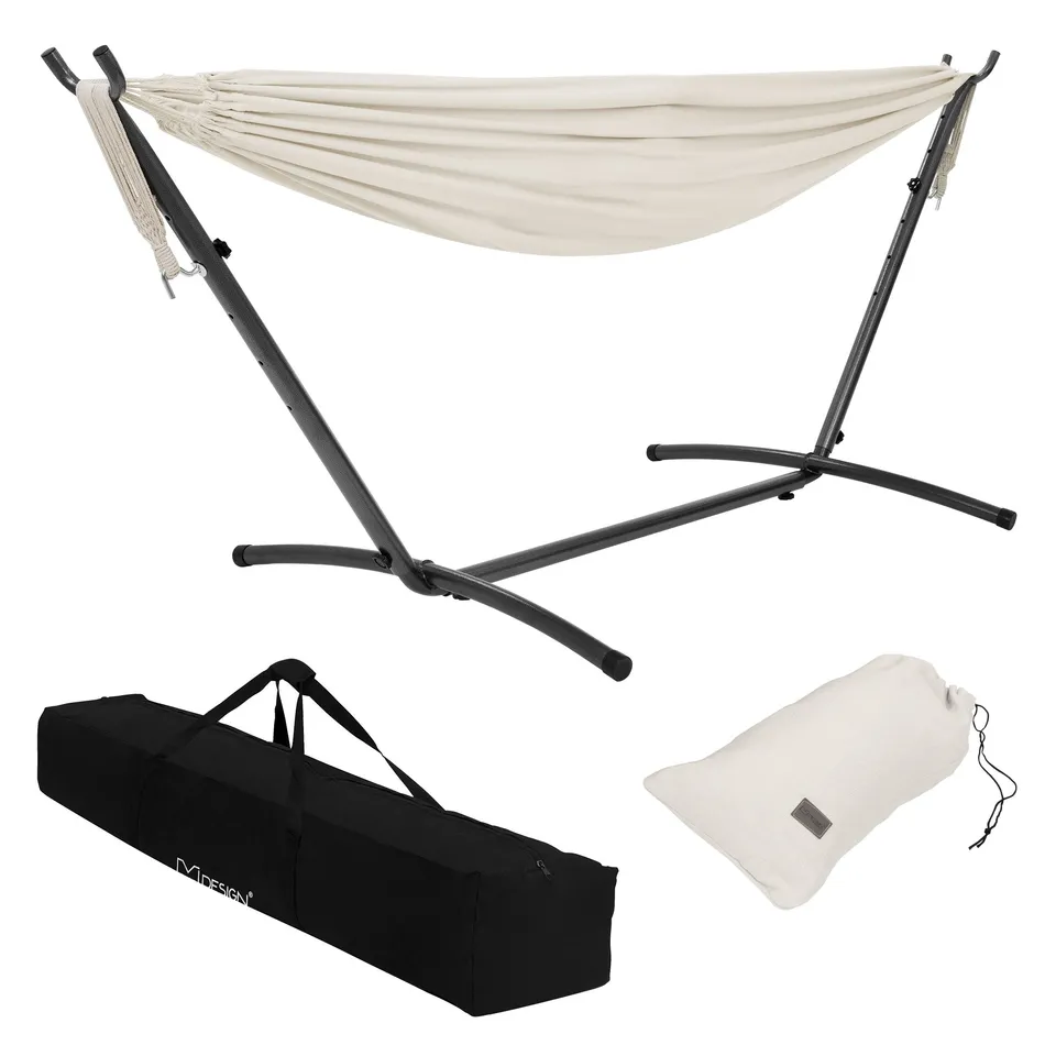 ML-Design hamac XXL noir 255cm avec support acier 250kg