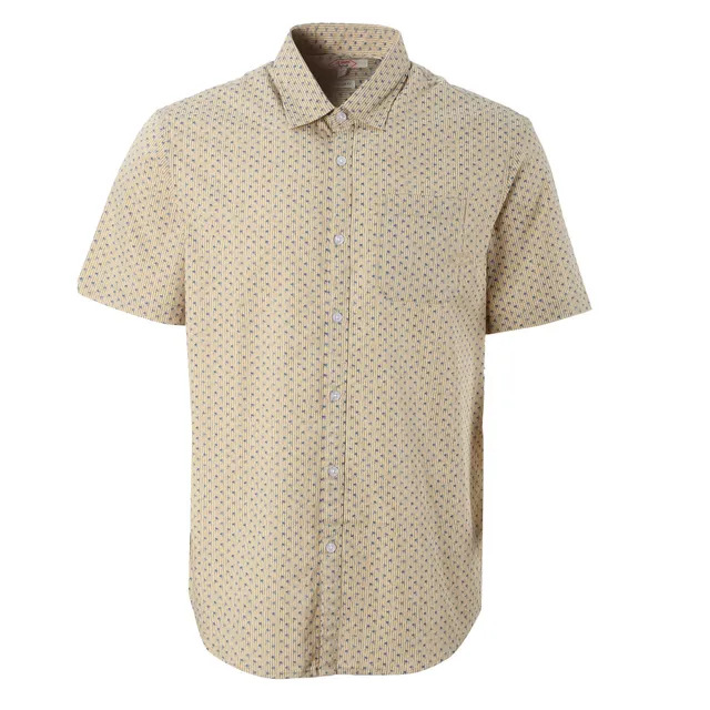 Chemise manche courte beige motifs homme