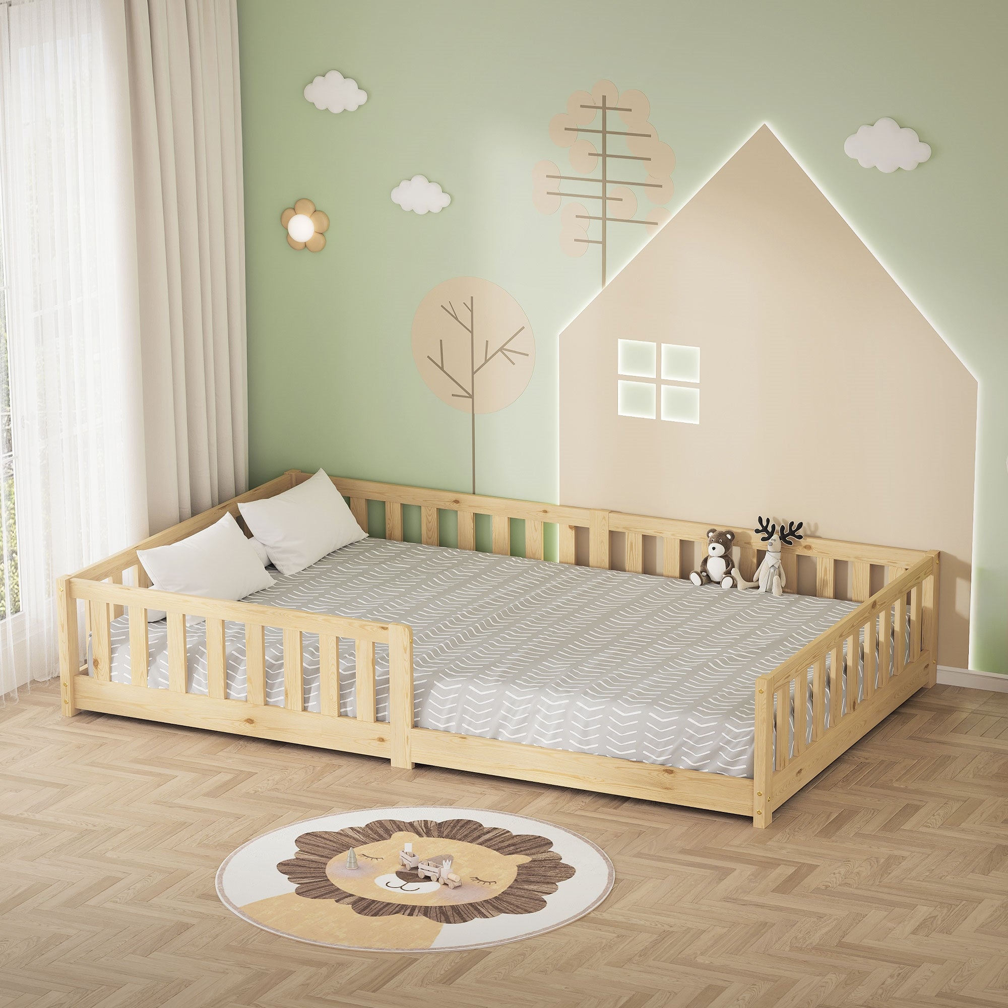 ML-Design lit enfant 120x200 cm pin naturel + sommier