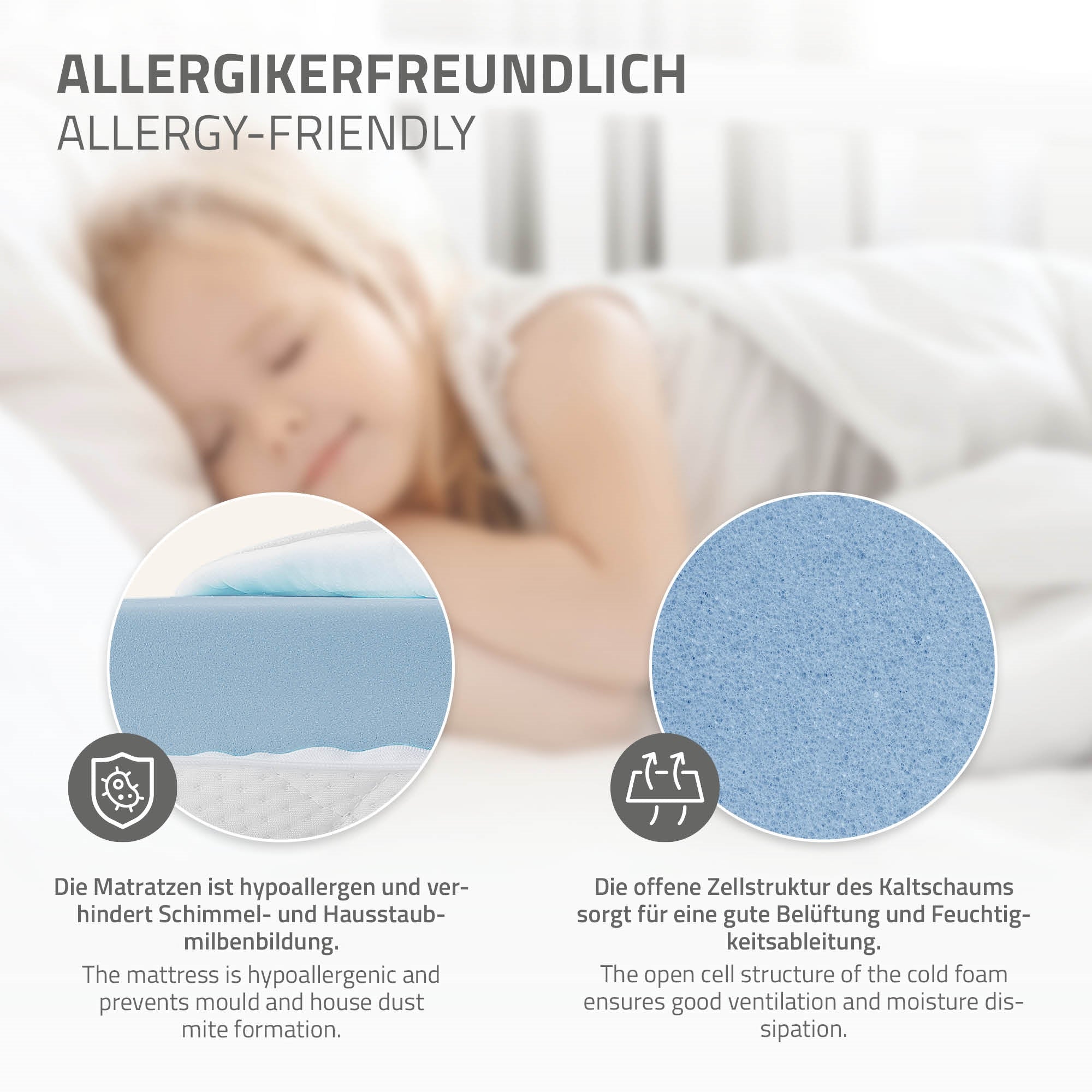 ECD Germany Kinder lit cabane blanc 90x200 + matelas 10 cm