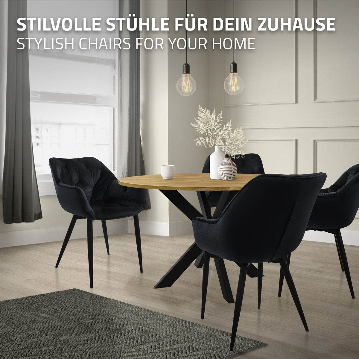 ECD Germany Möbel chaise salle à manger velours noir lot 6