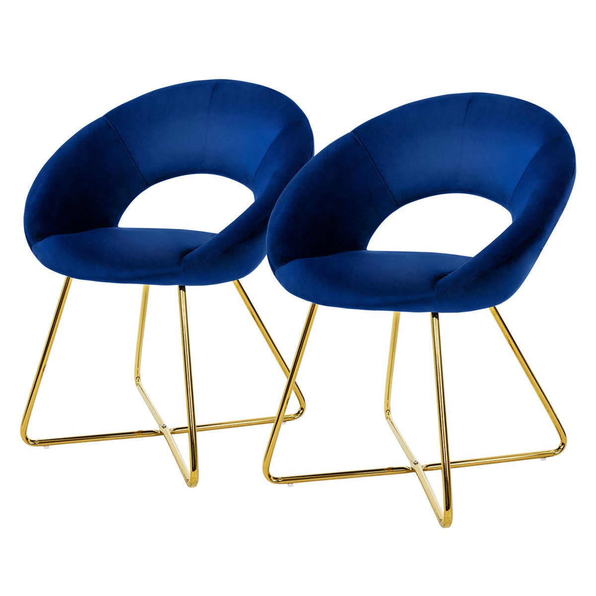 ECD Germany Möbel chaise velours dossier rond pied doré bleu