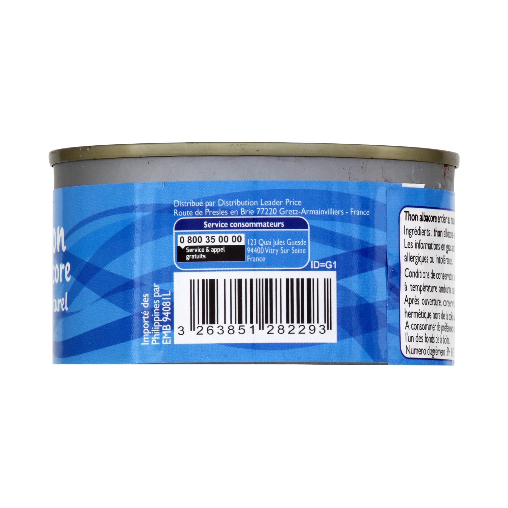 Leader Price Thon albacore au naturel conserve 140g
