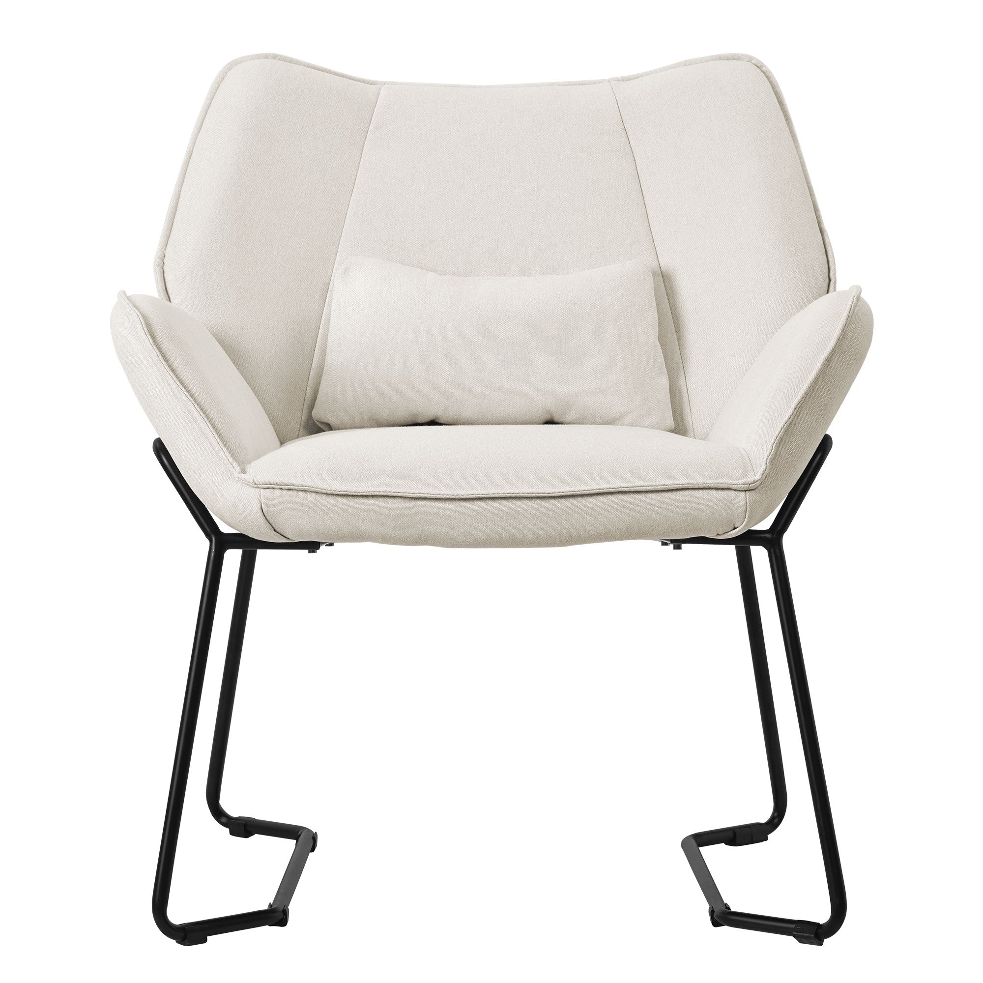 ML-Design Fauteuil détente beige lin accoudoirs + coussin