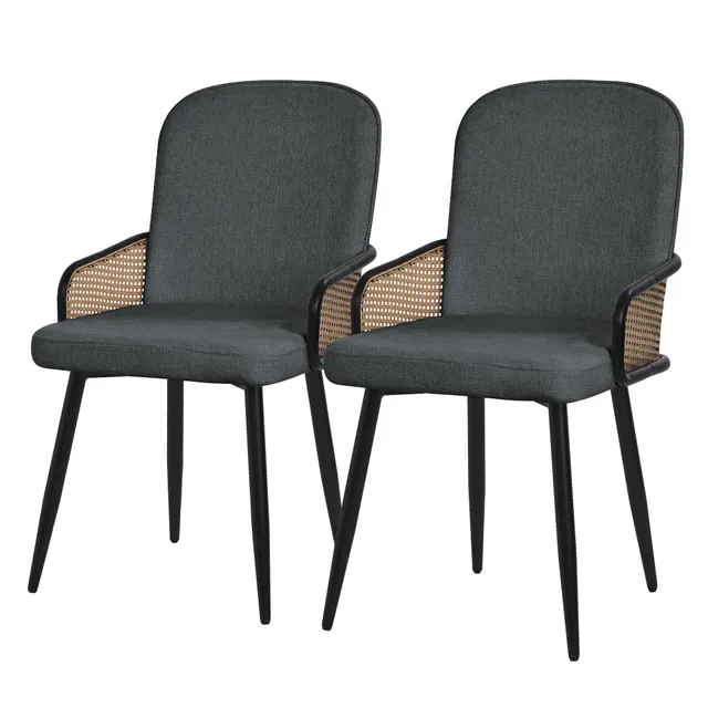 ECD Germany ML-Design chaises salle à manger anthracite lot de 2