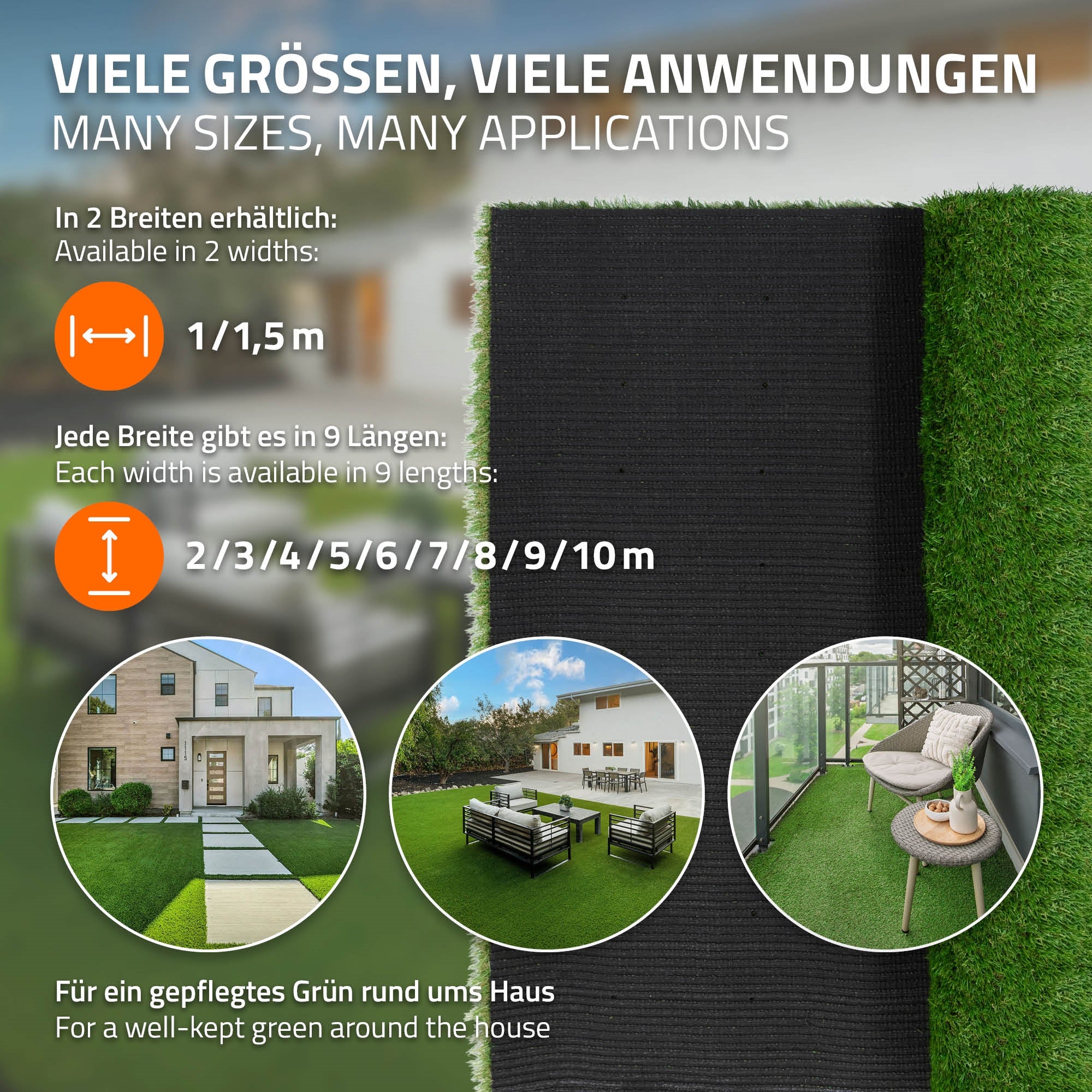 ECD Germany Garten gazon artificiel vert 100x900 cm 35 mm