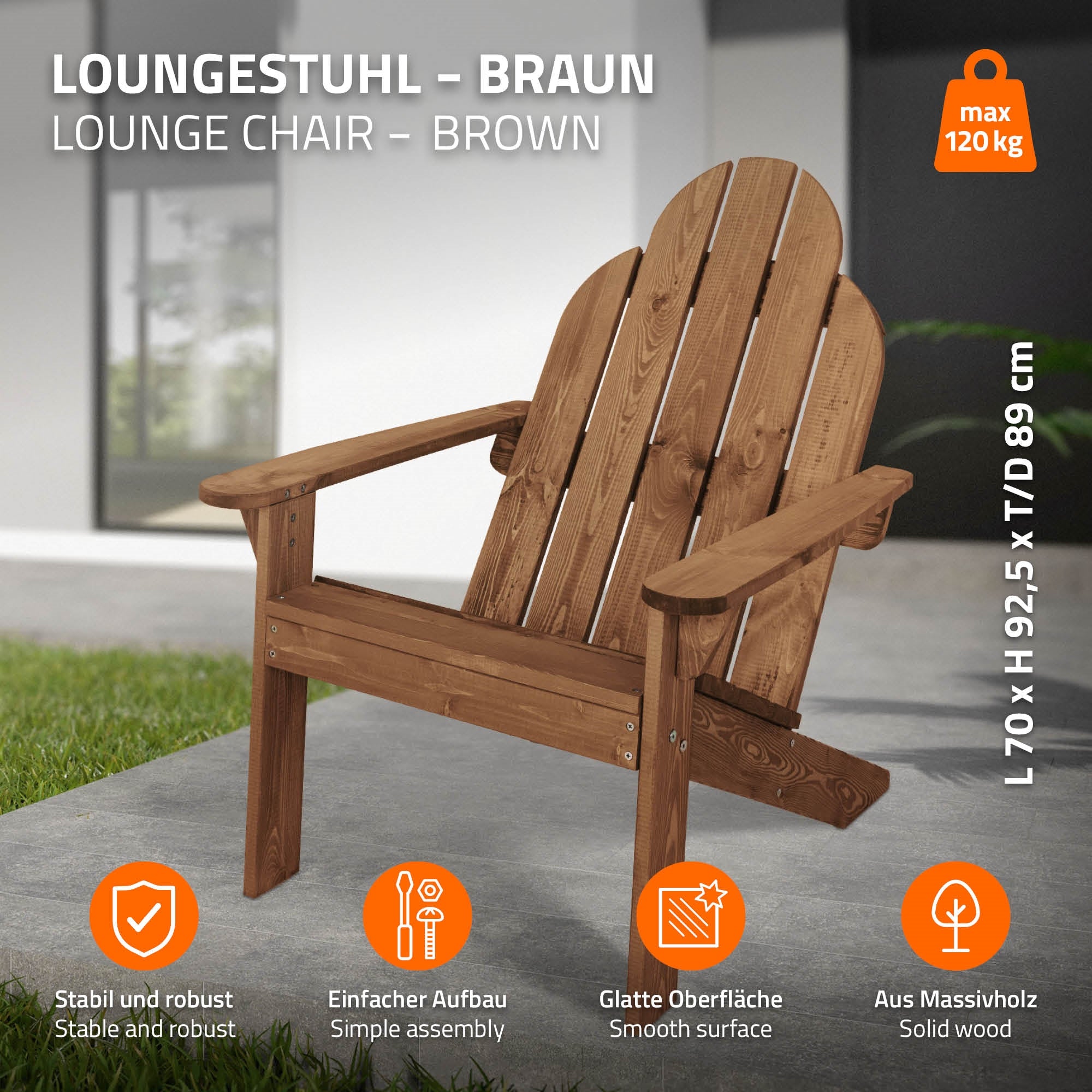 ECD Germany Garten lot 2 fauteuils Adirondack bois marron