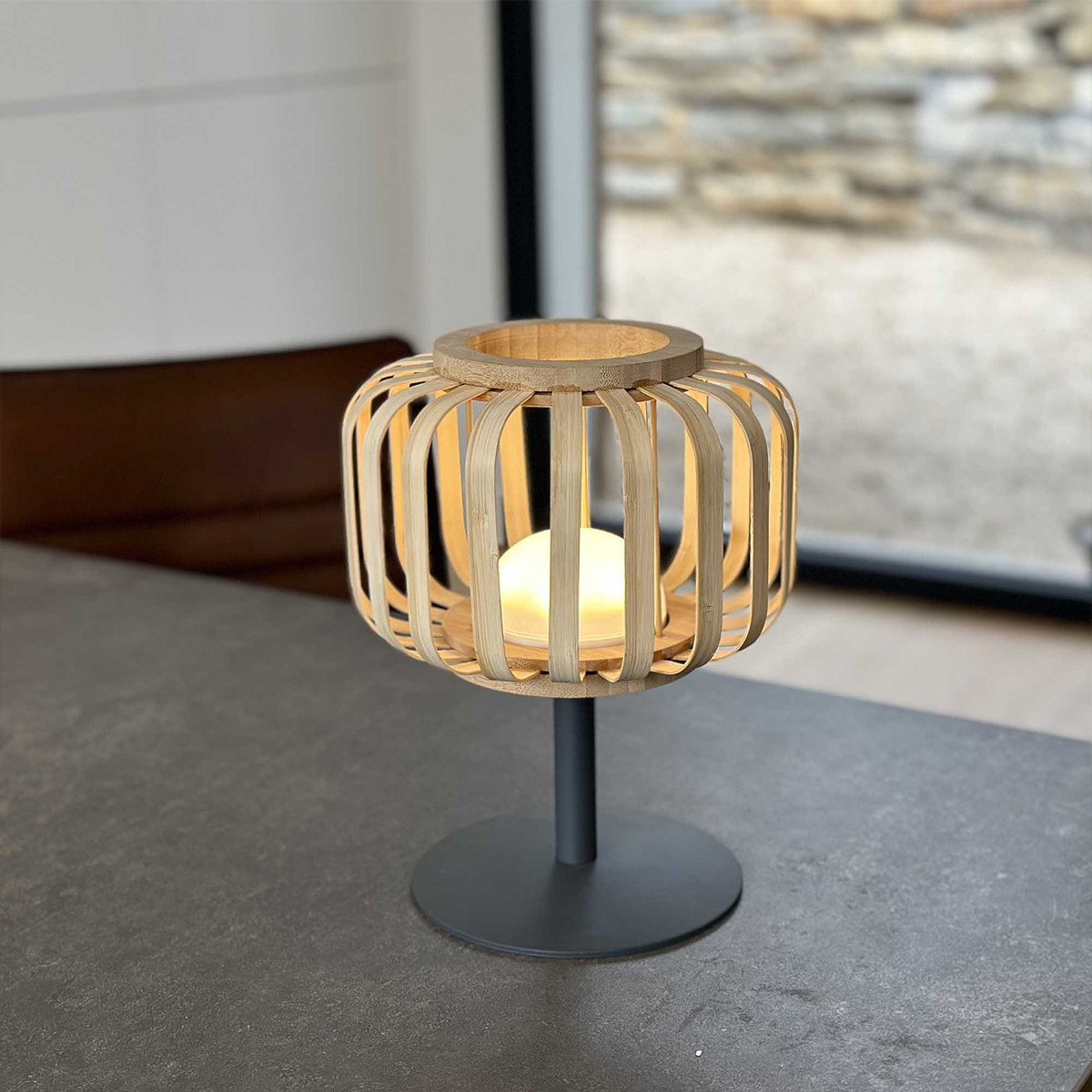Red Deco Standy Mini Lampe Table Bambou H25cm Dimmable