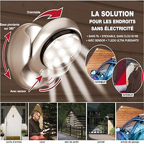 Shop-Story Maison Lampe LED détecteur 360° blanc piles