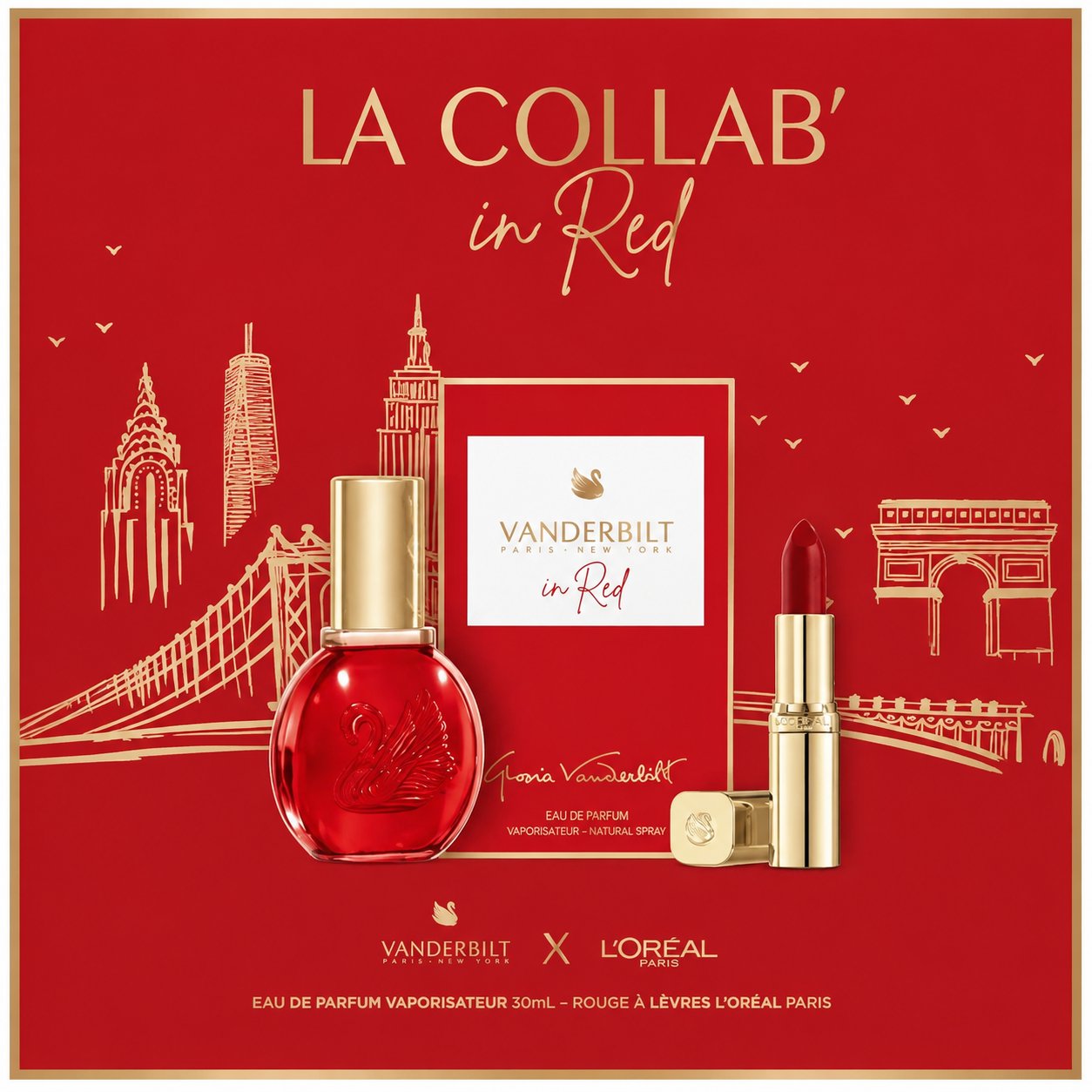 Coffret Eau de parfum 30ml + rouge à lèvres red