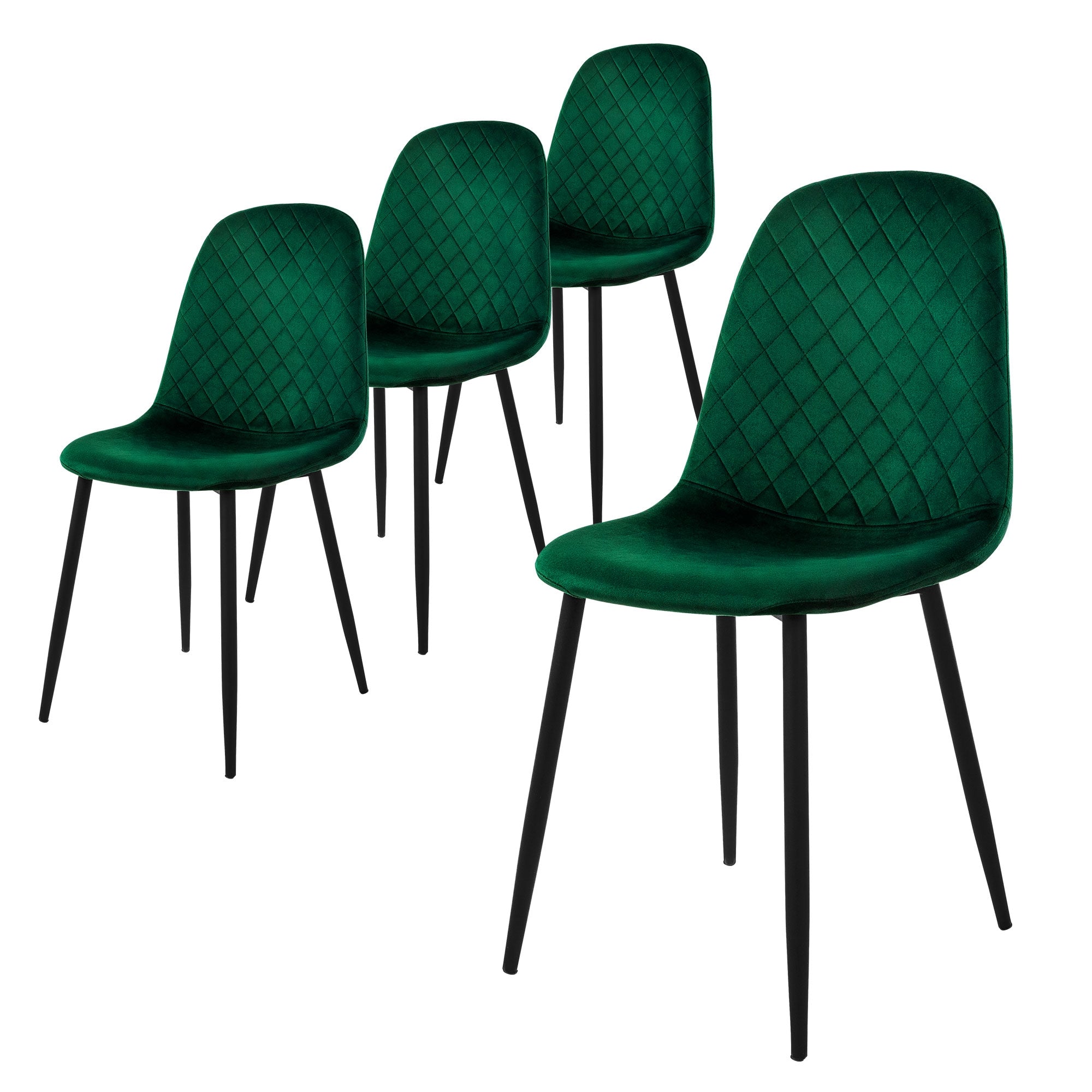 ECD Germany Möbel ML-Design chaise velours anthracite lot de 4 matelassée