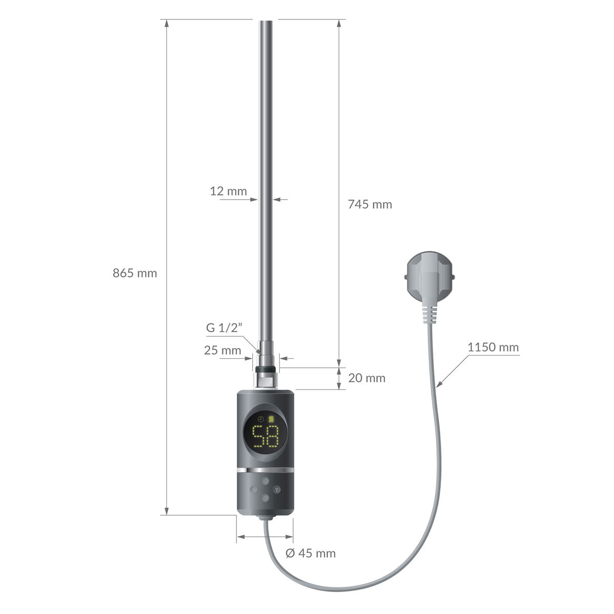 ECD Germany LuxeBath radiateur salle de bain 500x1500 anthracite 900W