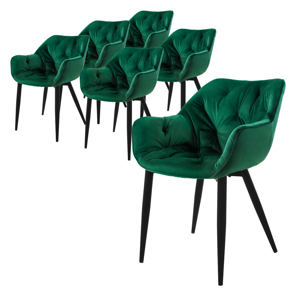 ECD Germany Möbel ML-Design 6 chaises velours vert foncé