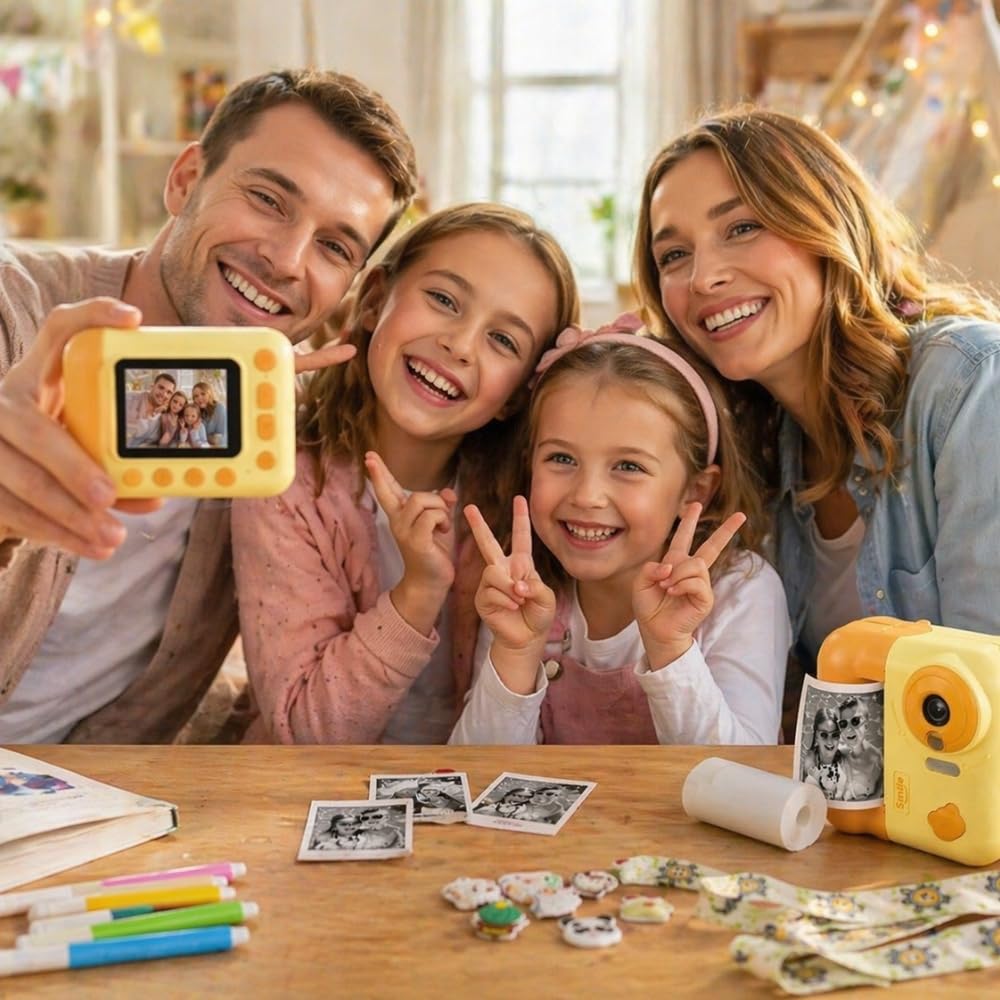 Instakid Appareil Photo Enfant Jaune Impression 48MP