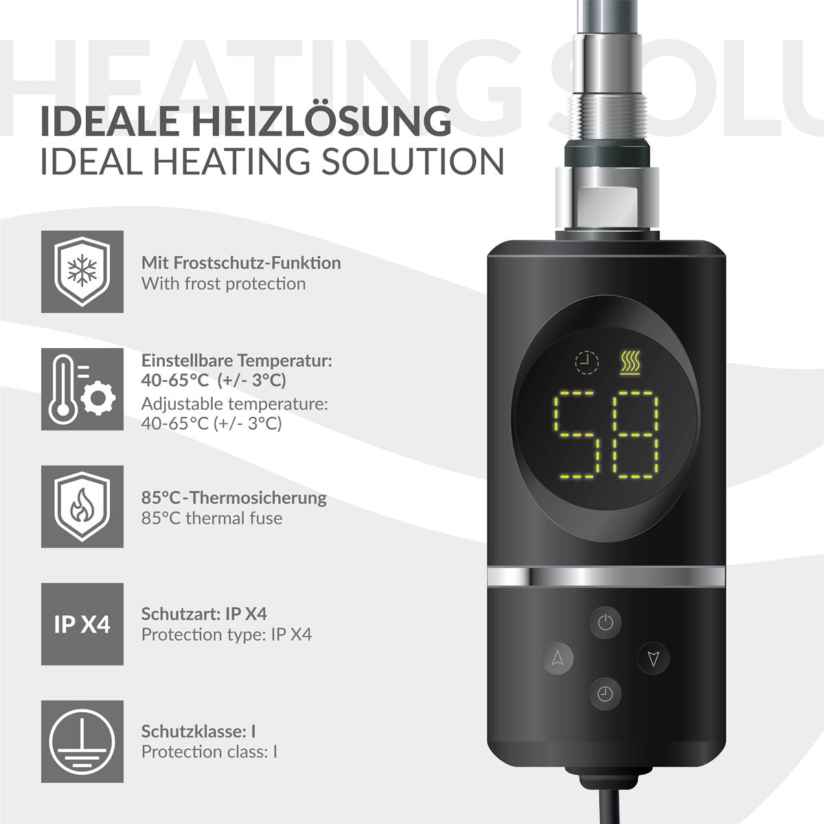 ECD Germany Heizungen Sahara sèche-serviettes électrique noir 600x1500 900W