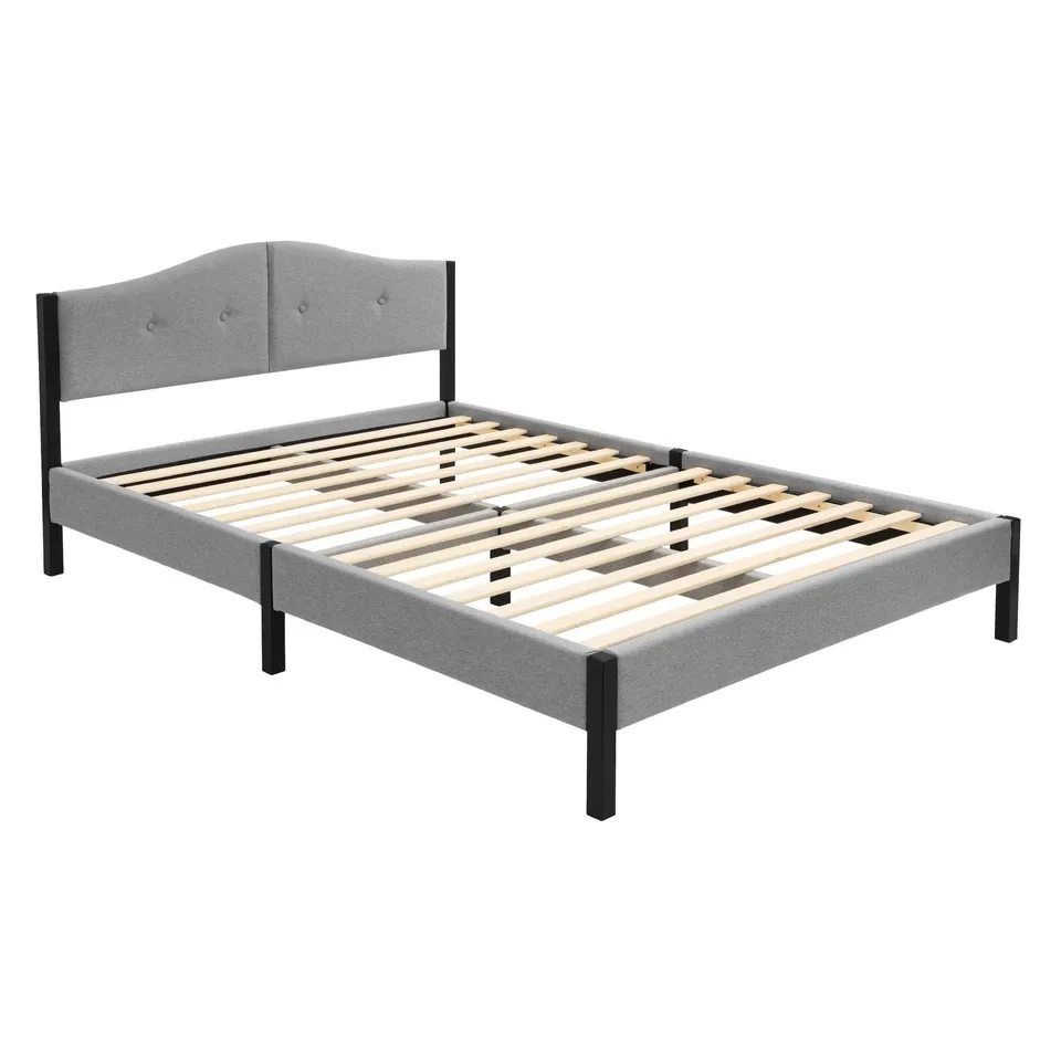 ECD Germany Möbel lit capitonné 140x200 cm gris sans matelas
