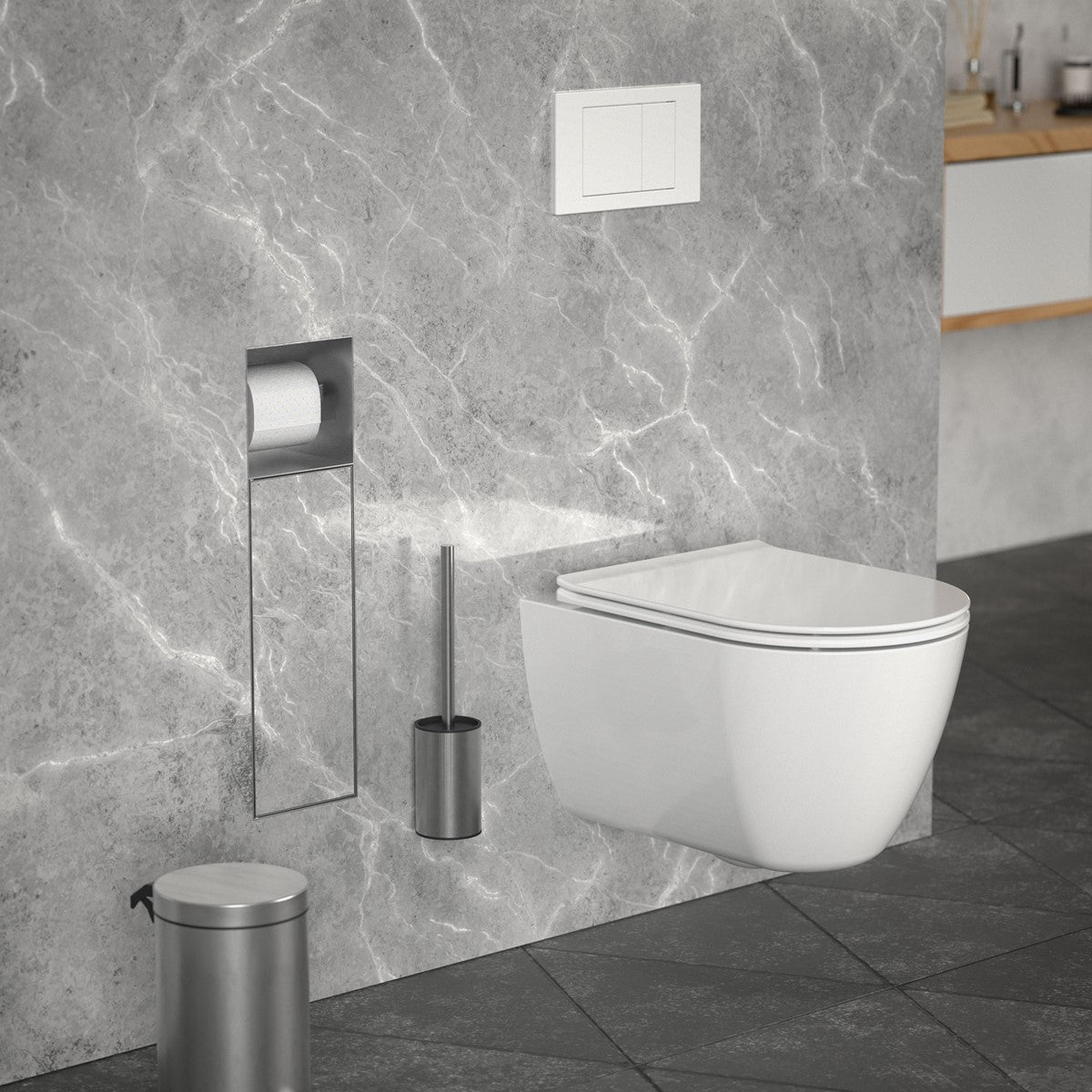 ECD Germany Sanitär LuxeBath niche murale inox argent 60x20x14 cm