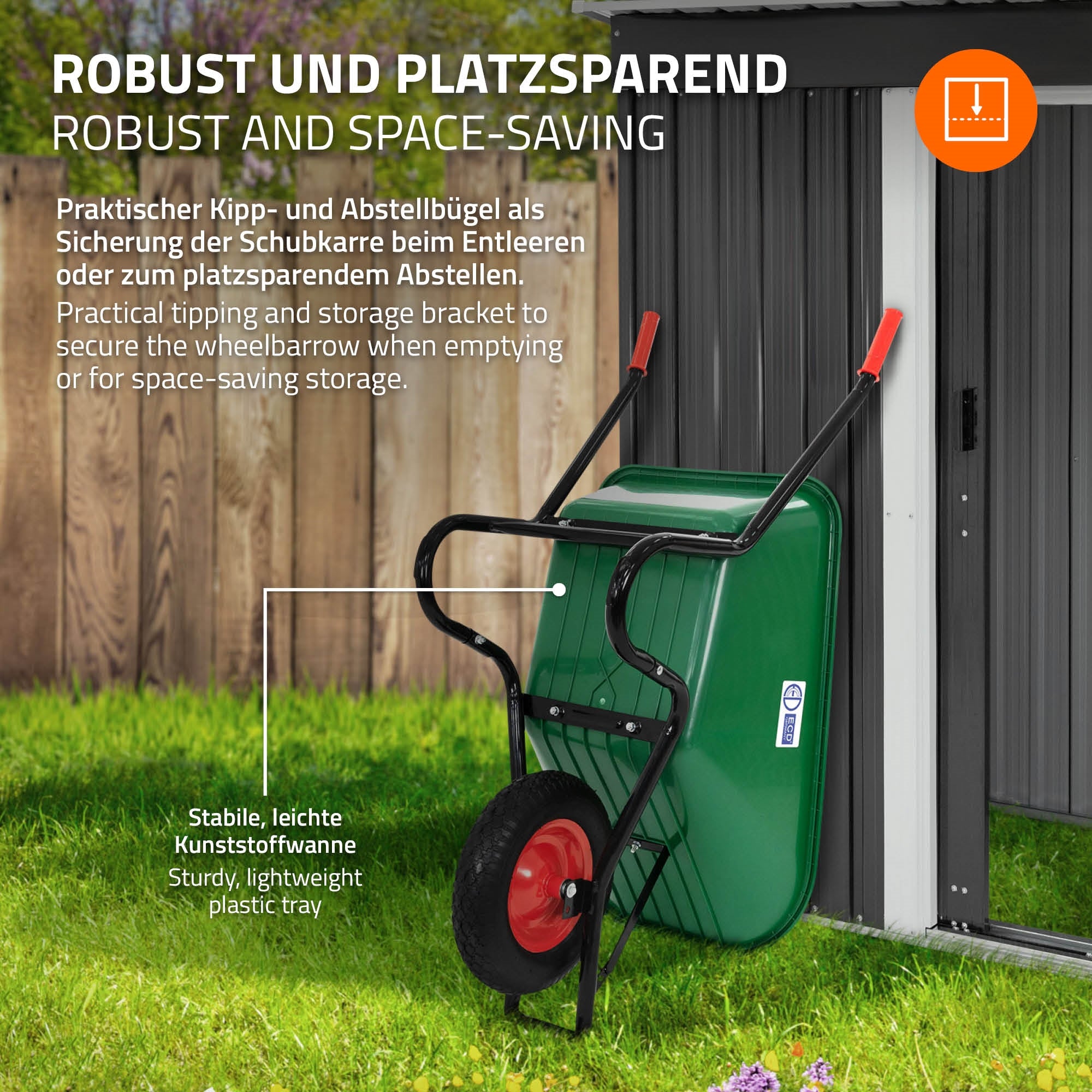 ECD Germany Garten Brouette 100L verte 150kg plastique
