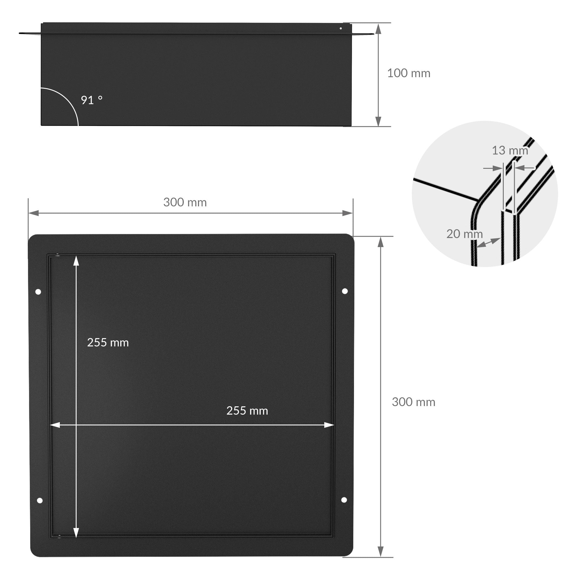 ECD Germany Sanitär niche de douche noire inox porte carrelable