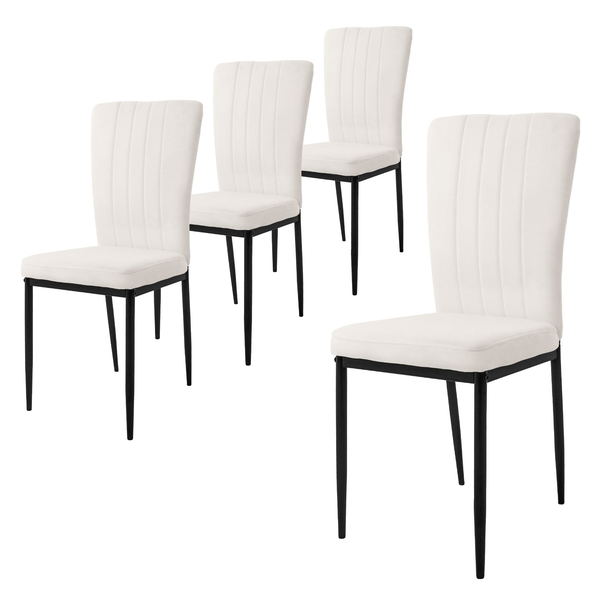 ECD Germany Möbel Lot 4 chaises velours gris pieds métal