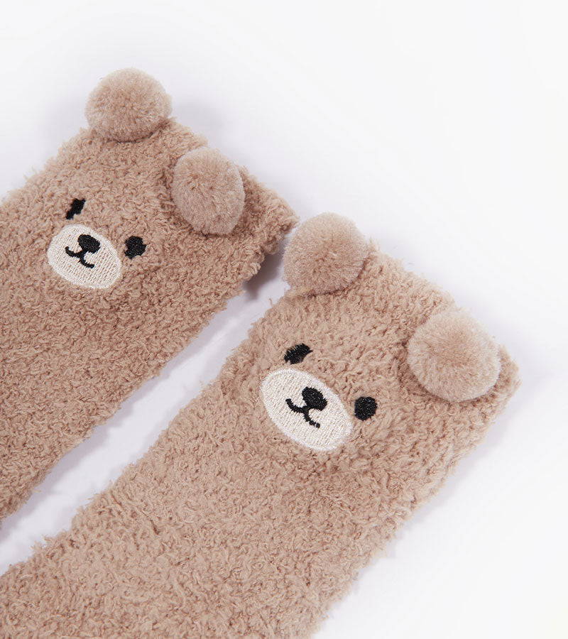 L'avant gardiste Lifestyle & Fun chaussettes Ourson moumoute beige